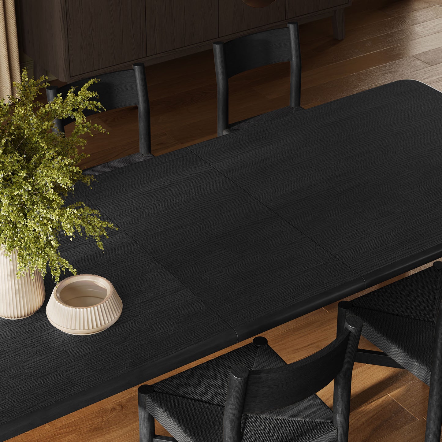 Alvia 9-Piece Oak Wood Extendable Dining Table and Chairs Set by Modway