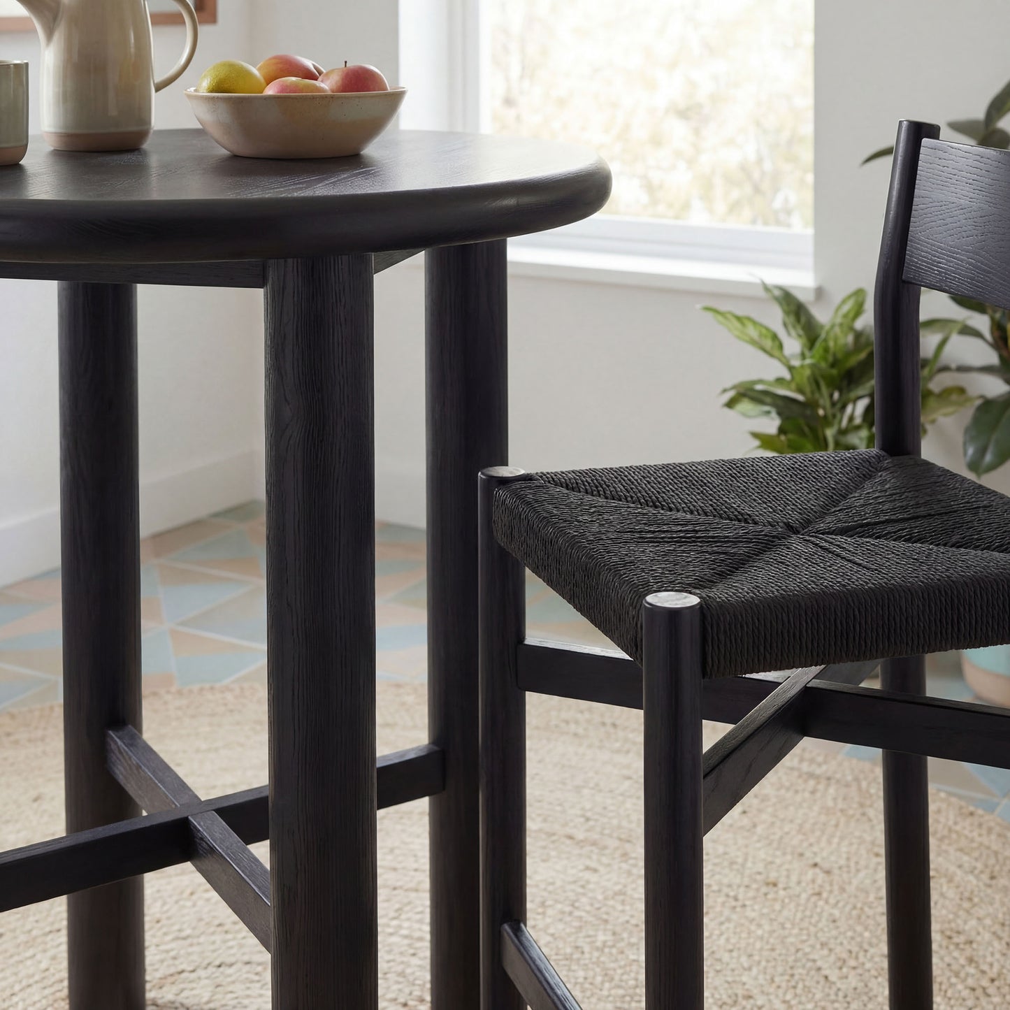 Alvia 3-Piece Round Oak Wood Bar Table With Bar Stools Set by Modway
