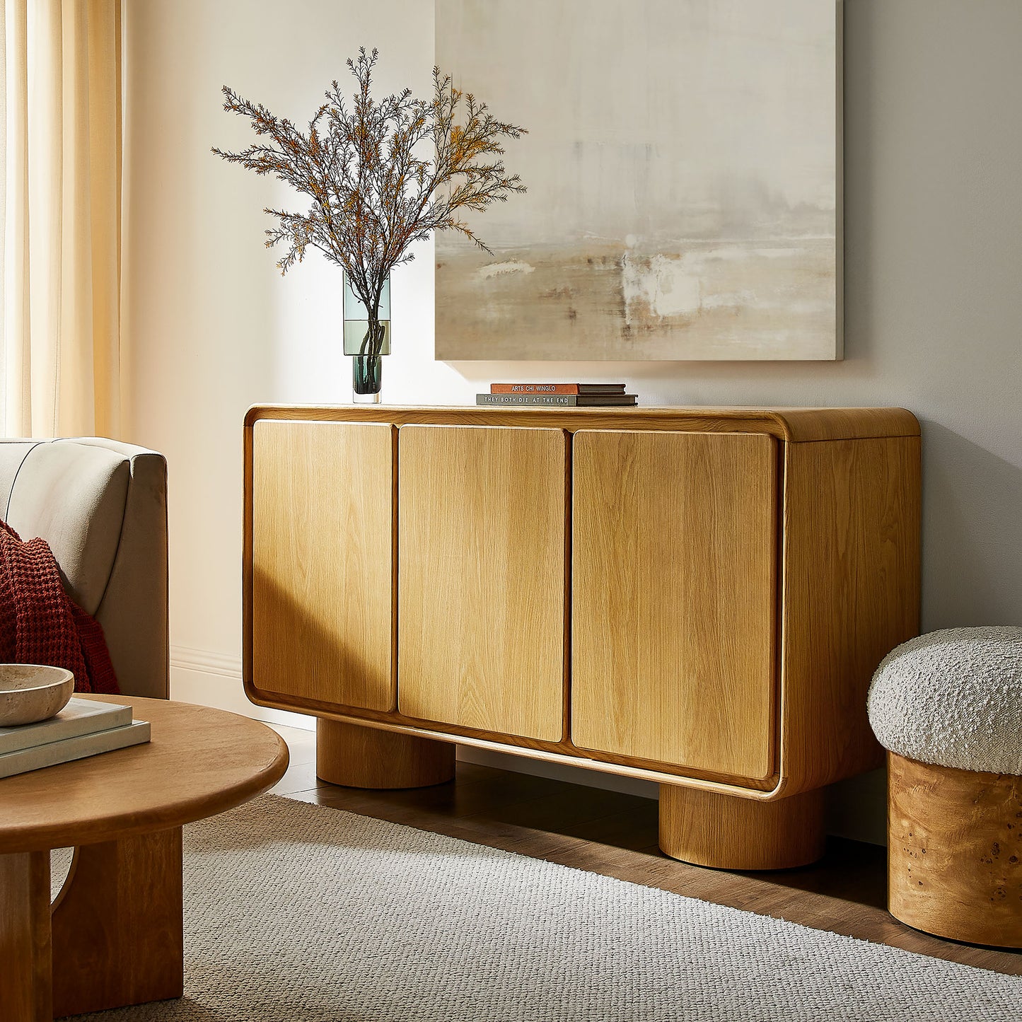 Lumo 3-Door Curved Wood Accent Cabinet by Modway