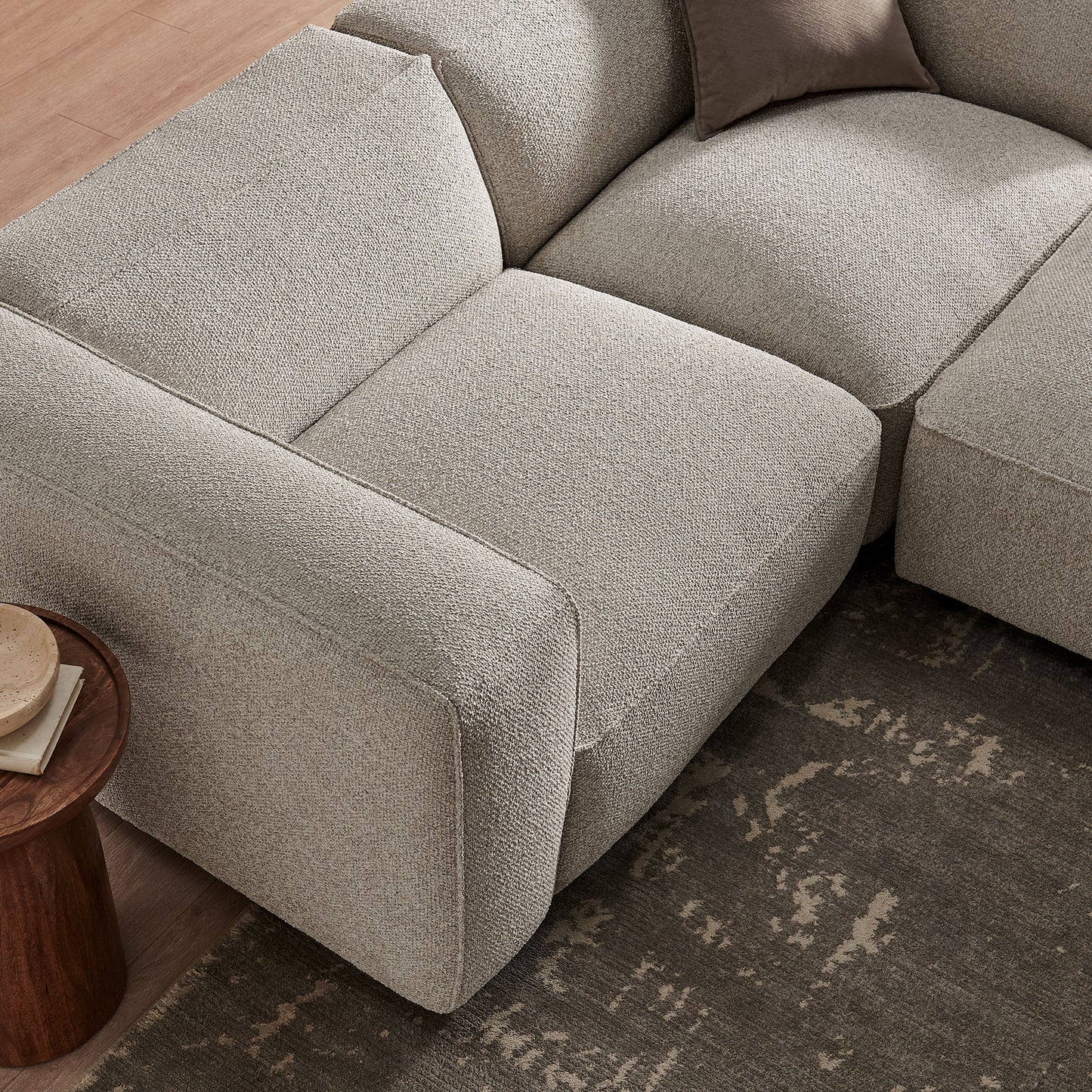 Auren 3 Piece Lattice Bouclé Upholstered Modular Loveseat with Ottoman by Modway