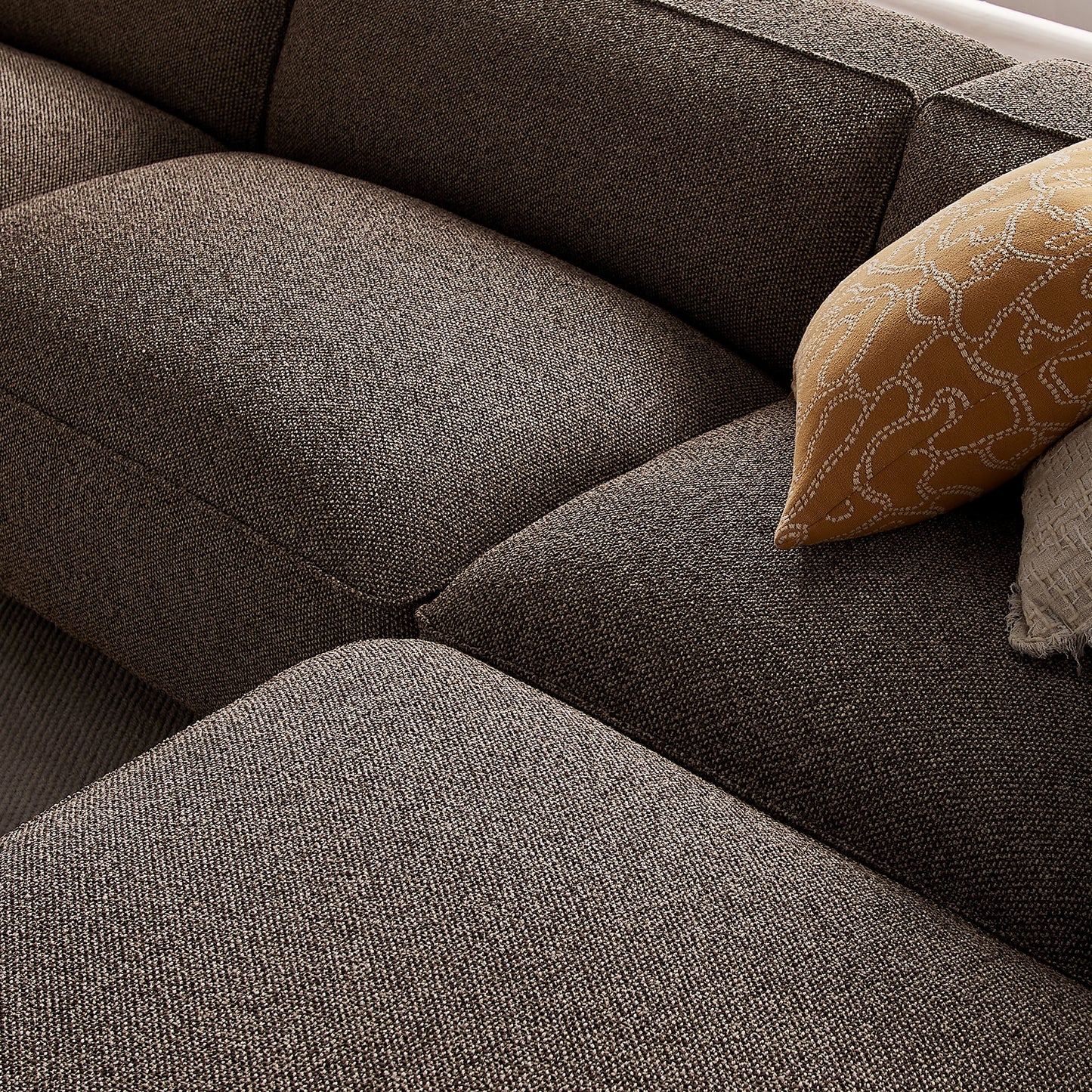 Auren 4 Piece Lattice Bouclé Upholstered Modular Sofa with Ottoman by Modway