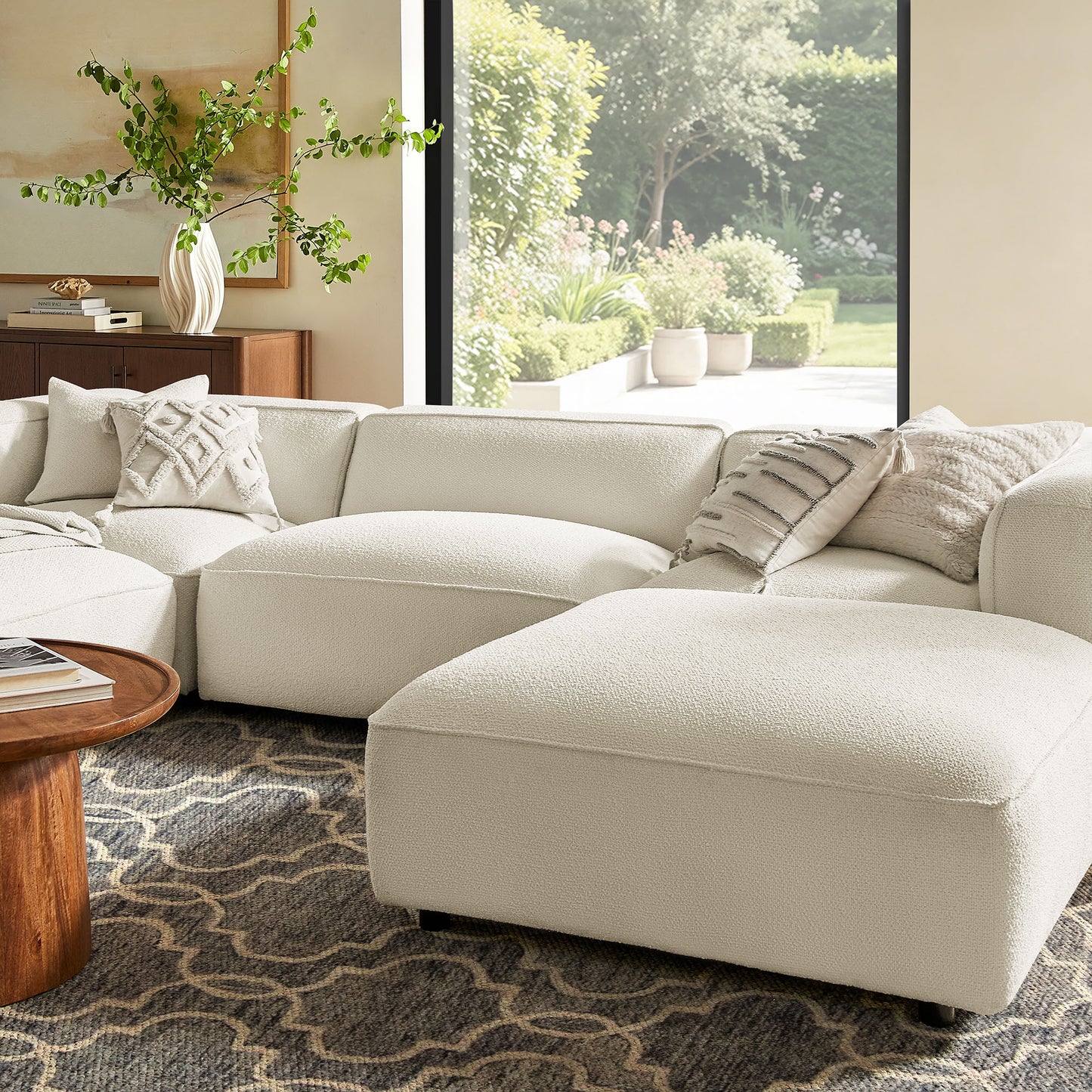 Auren 5 Piece Lattice Bouclé Upholstered Modular Sectional by Modway