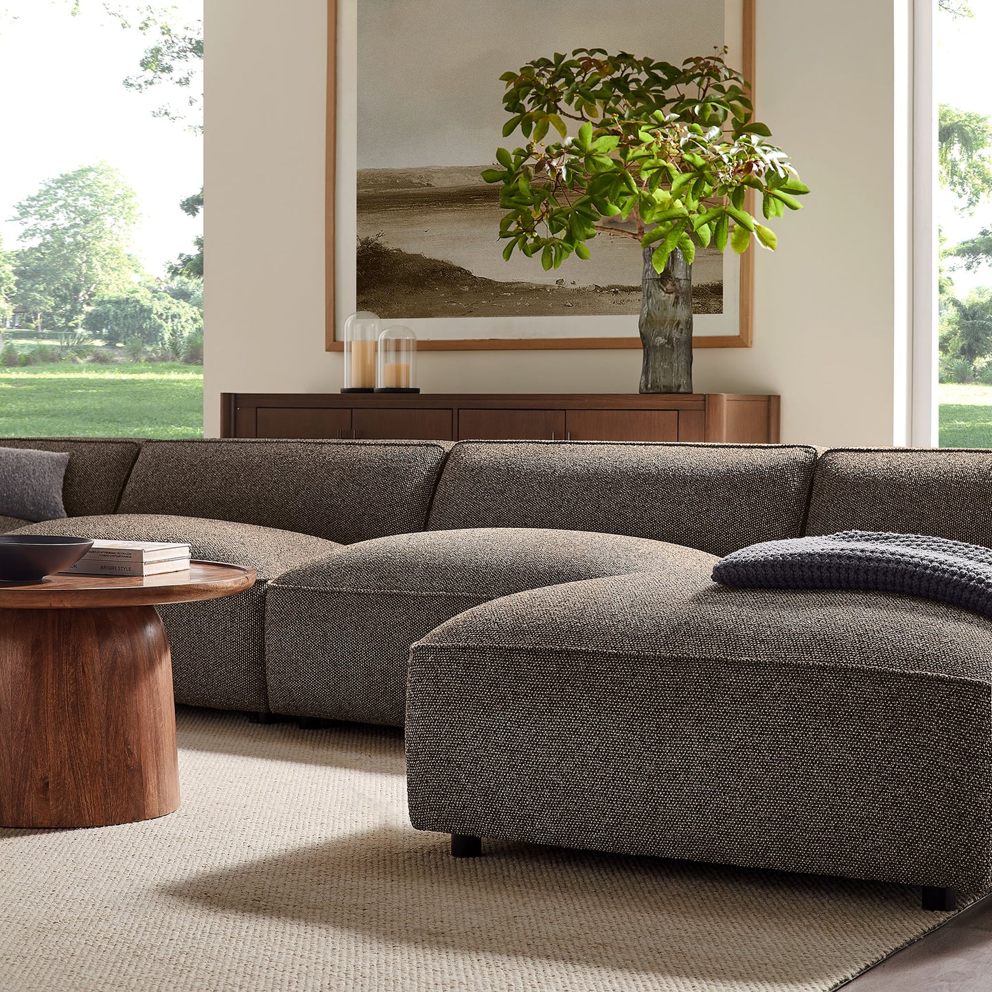 Auren 6 Piece Lattice Bouclé Upholstered Modular Sectional by Modway