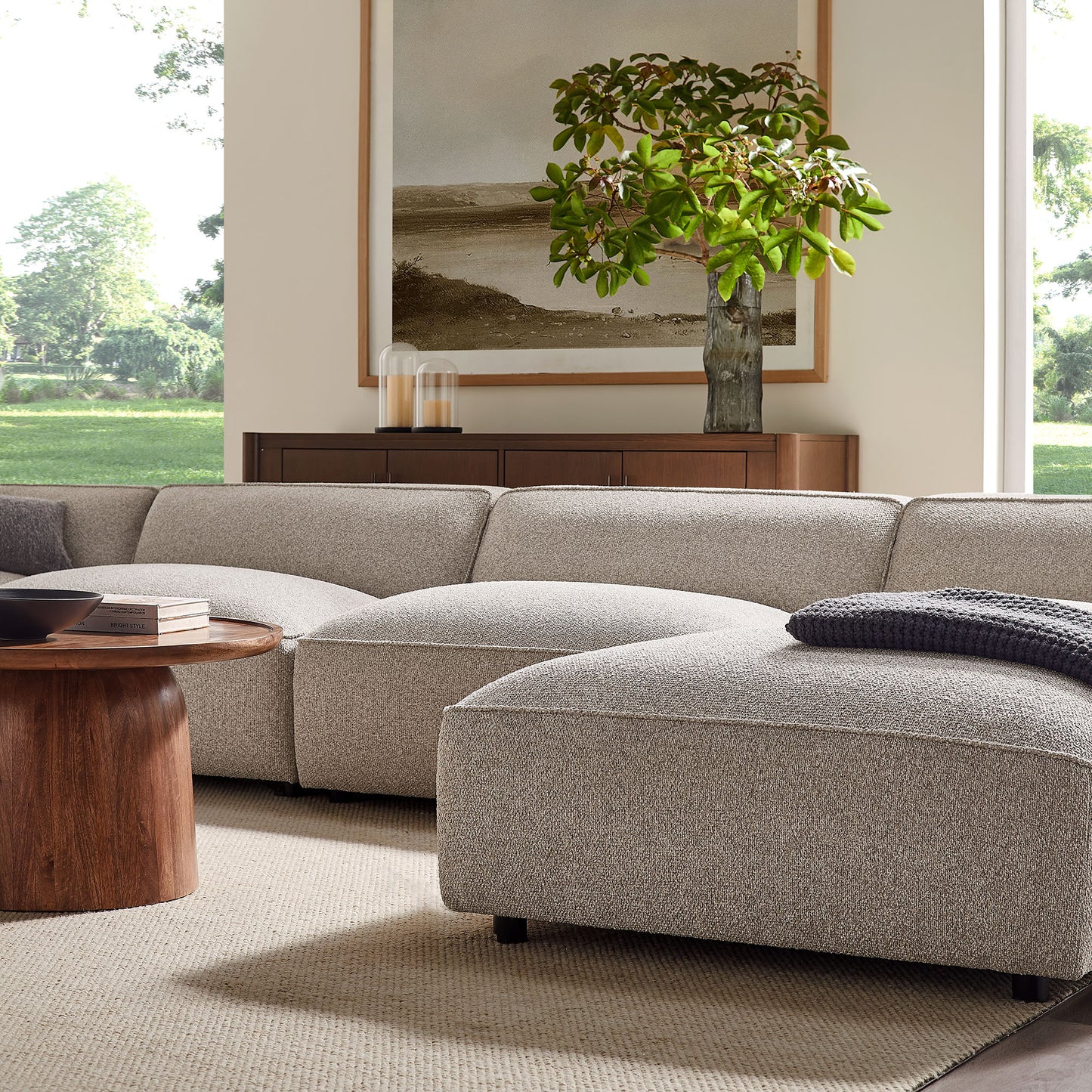 Auren 6 Piece Lattice Bouclé Upholstered Modular Sectional by Modway