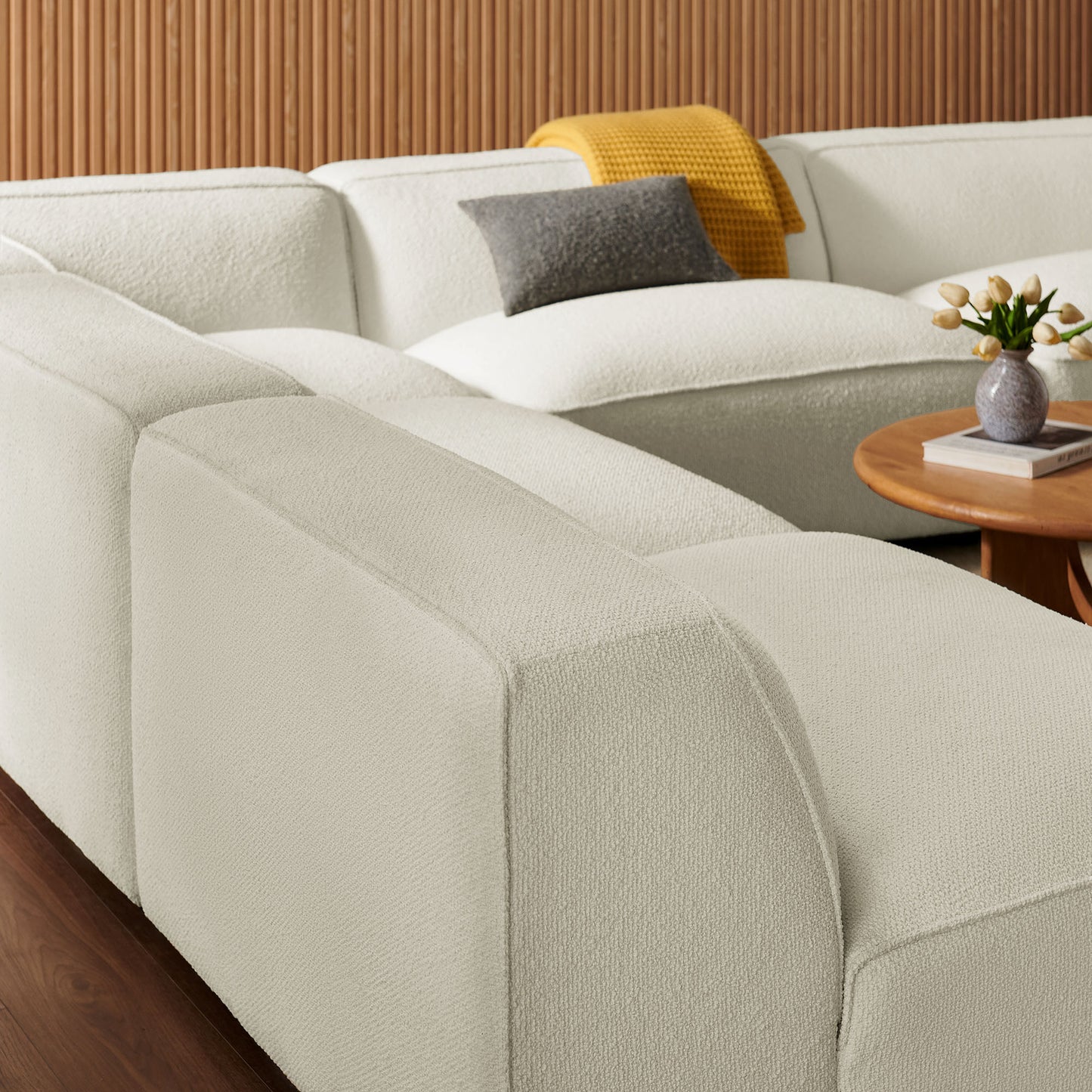 Auren 5 Piece Lattice Bouclé Upholstered Modular Corner Sectional by Modway