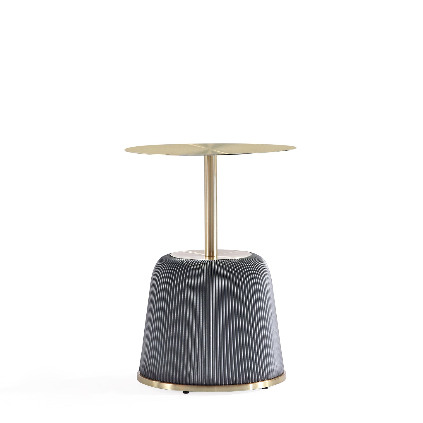 Manhattan Comfort Modern Anderson End Table 1.0 Upholstered in Grey Leatherette with Gold Tabletop ET004-GY