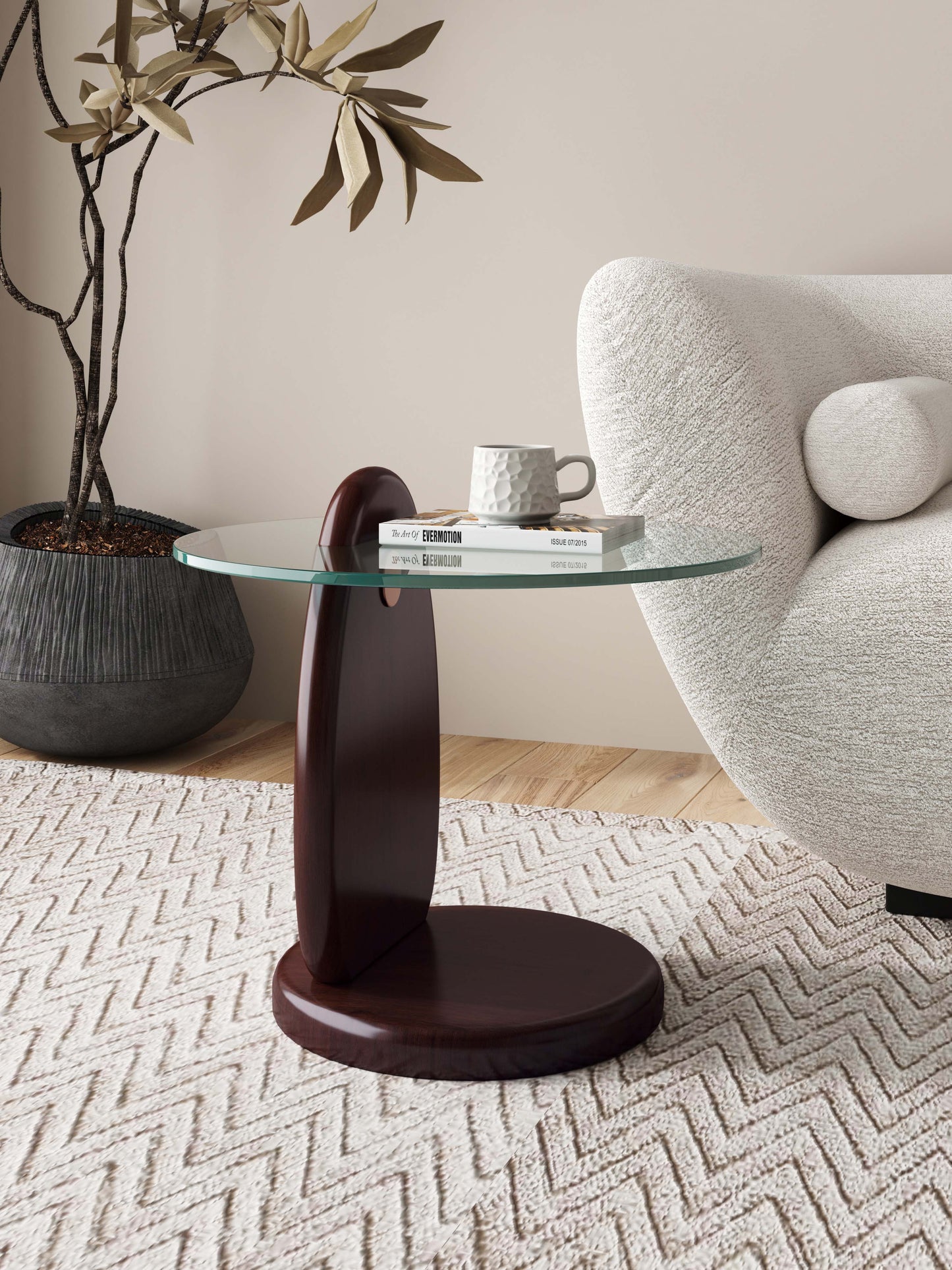 Manhattan Comfort Artesia Modern End Table in Dark Walnut ET008