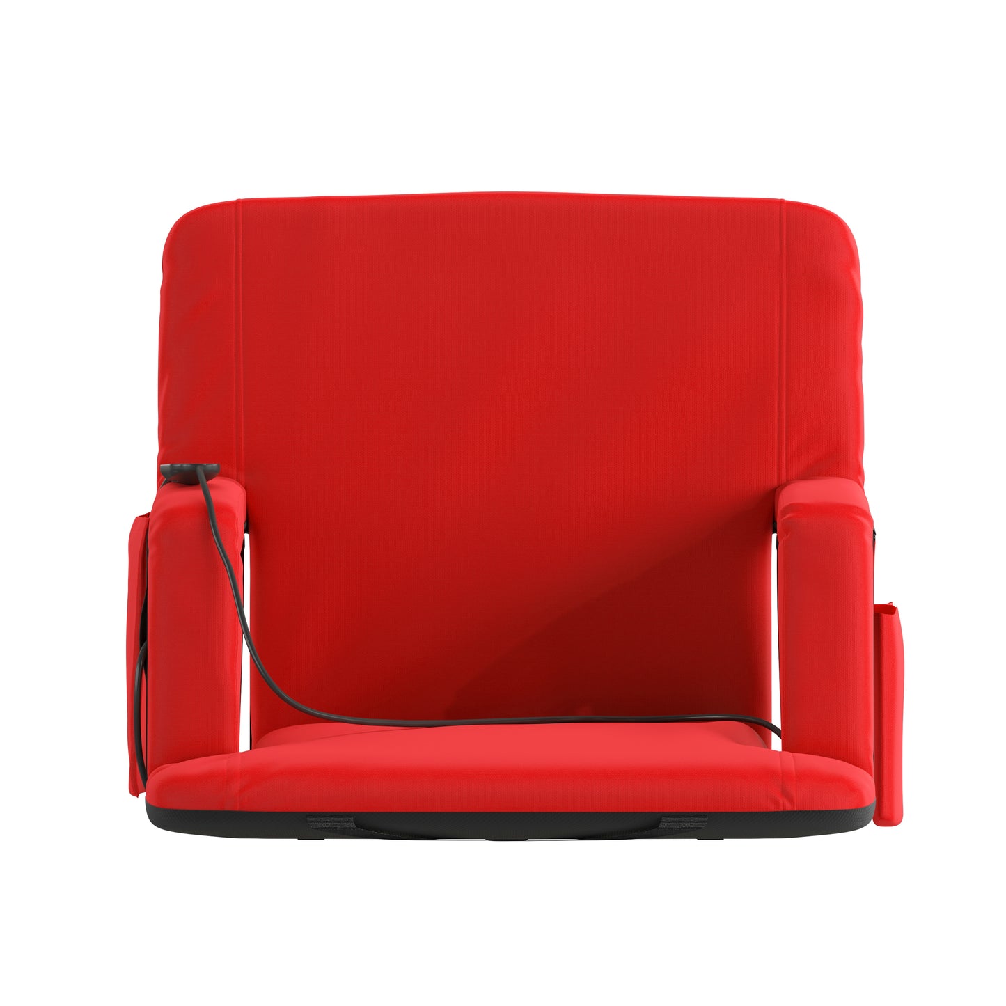Malta Red Portable Heated Reclining Stadium Chair with Armrests, Padded Back & Heated Seat with Dual Storage Pockets and Backpack Straps Red