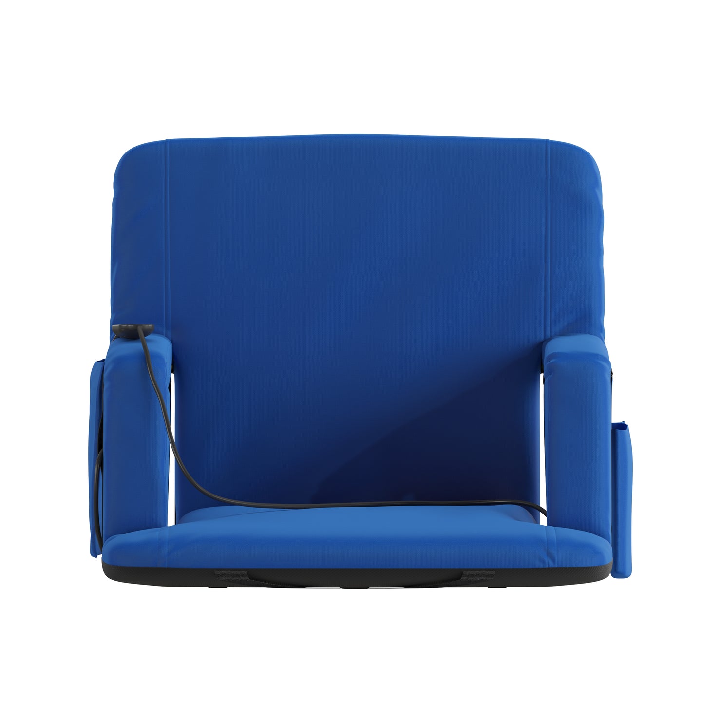 Malta Blue Portable Heated Reclining Stadium Chair with Armrests, Heated Padded Back & Heated Seat with Dual Storage Pockets and Backpack Straps Blue