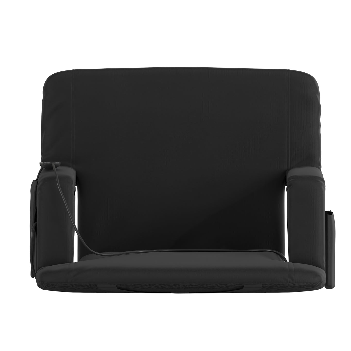 Malta Extra Wide Black Portable Heated Reclining Stadium Chair w/Armrests, Padded Back & Heated Seat w/Dual Storage Pockets and Backpack Straps Black