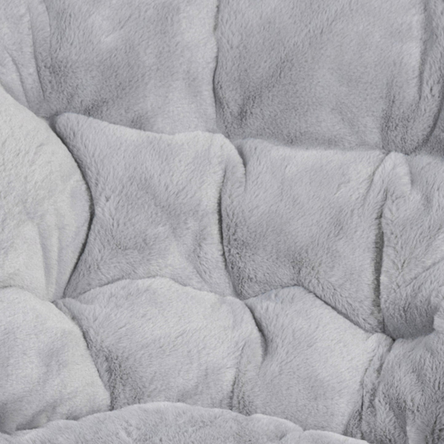 Gwen 38" Oversize Portable Faux Fur Folding Saucer Moon Chair with Folding Ottoman for Dorm and Bedroom, Gray Faux Fur/Soft Gold Frame Gray Fabric/Soft Gold Frame