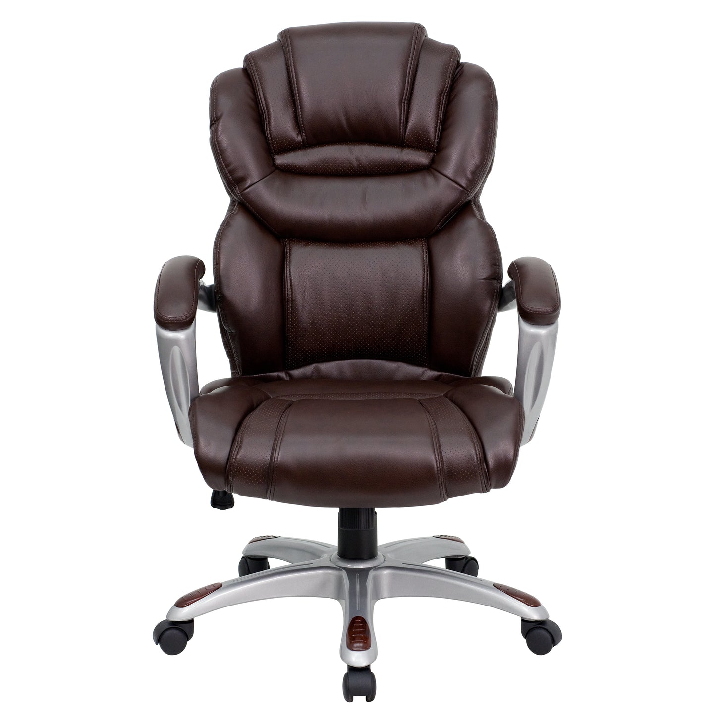 Stella High Back Brown LeatherSoft Executive Swivel Ergonomic Office Chair with Arms Brown