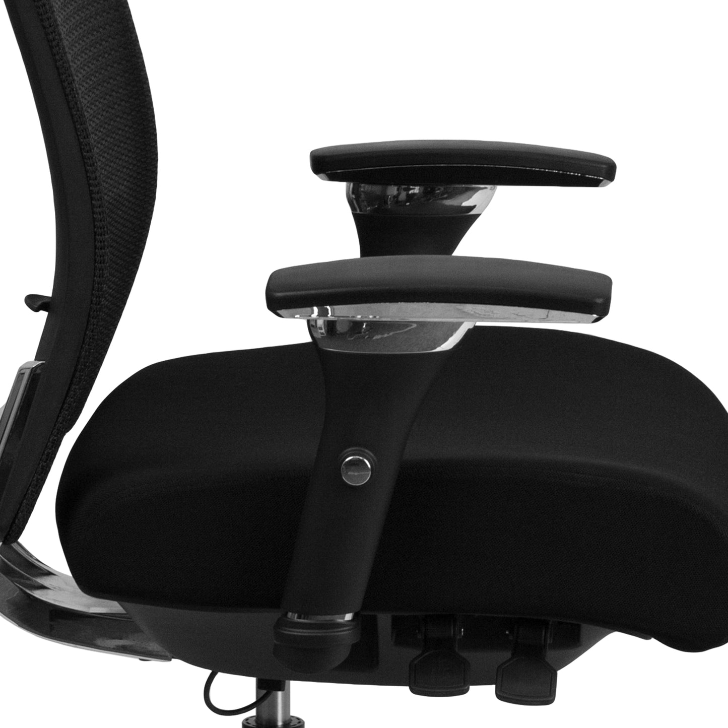 HERCULES Series 24/7 Intensive Use 300 lb. Rated Black Mesh Multifunction Ergonomic Office Chair with Seat Slider Black Mesh & Fabric