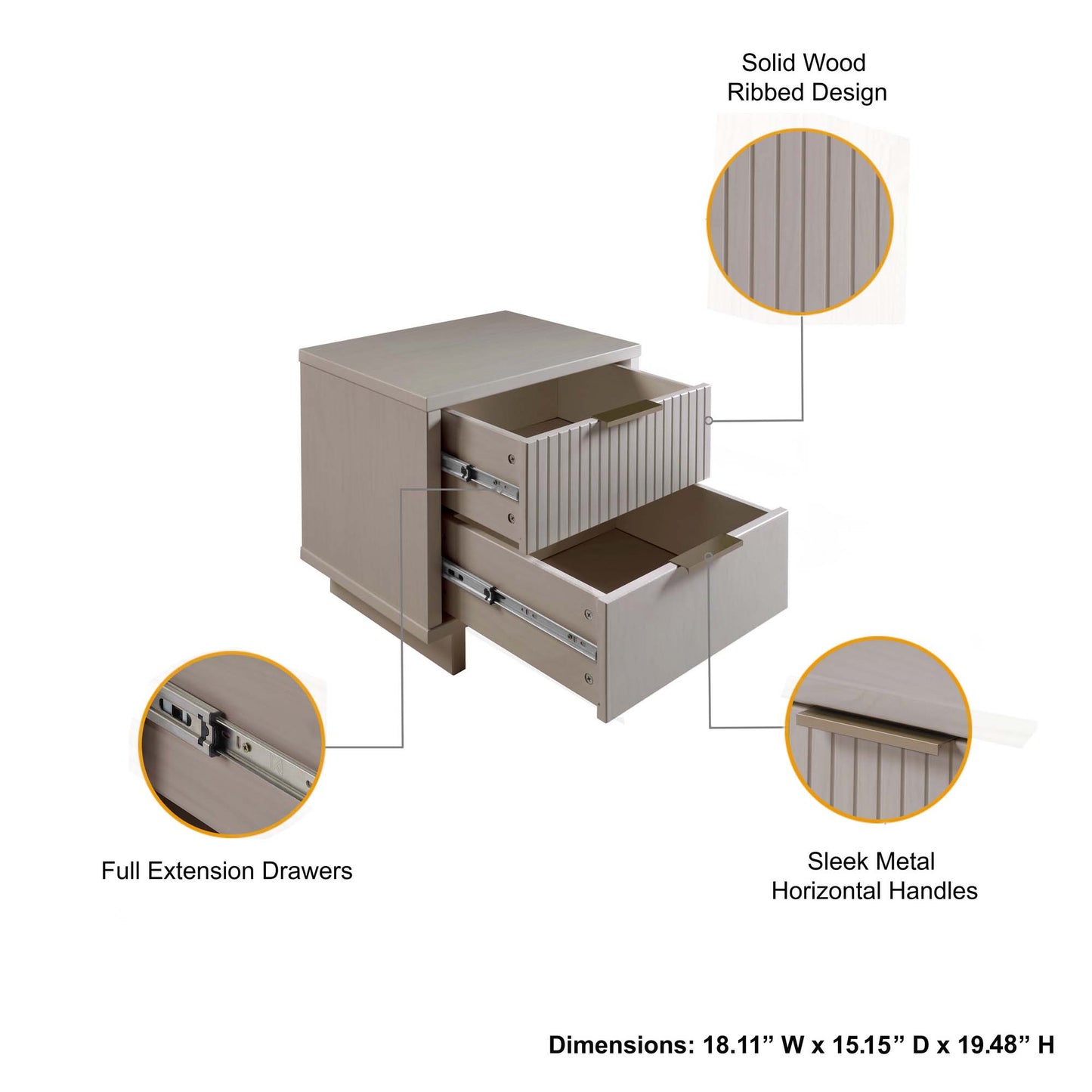 Granville Modern 3-Piece Dresser Set in Light Gray GRAN076