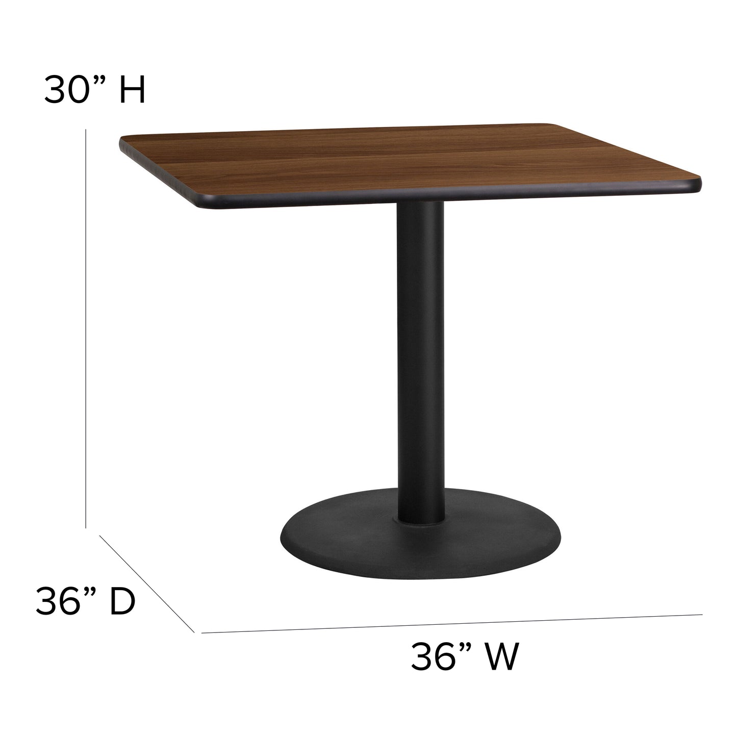 Carlton 36'' Square Natural Laminate Table Set with X-Base and 4 Ladder Back Metal Chairs - Black Vinyl Seat Natural Top/Black Vinyl Seat