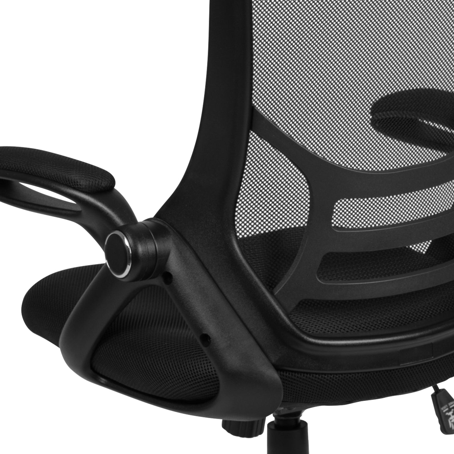 Porter High Back Black Mesh Ergonomic Swivel Office Chair with Black Frame and Flip-up Arms Black