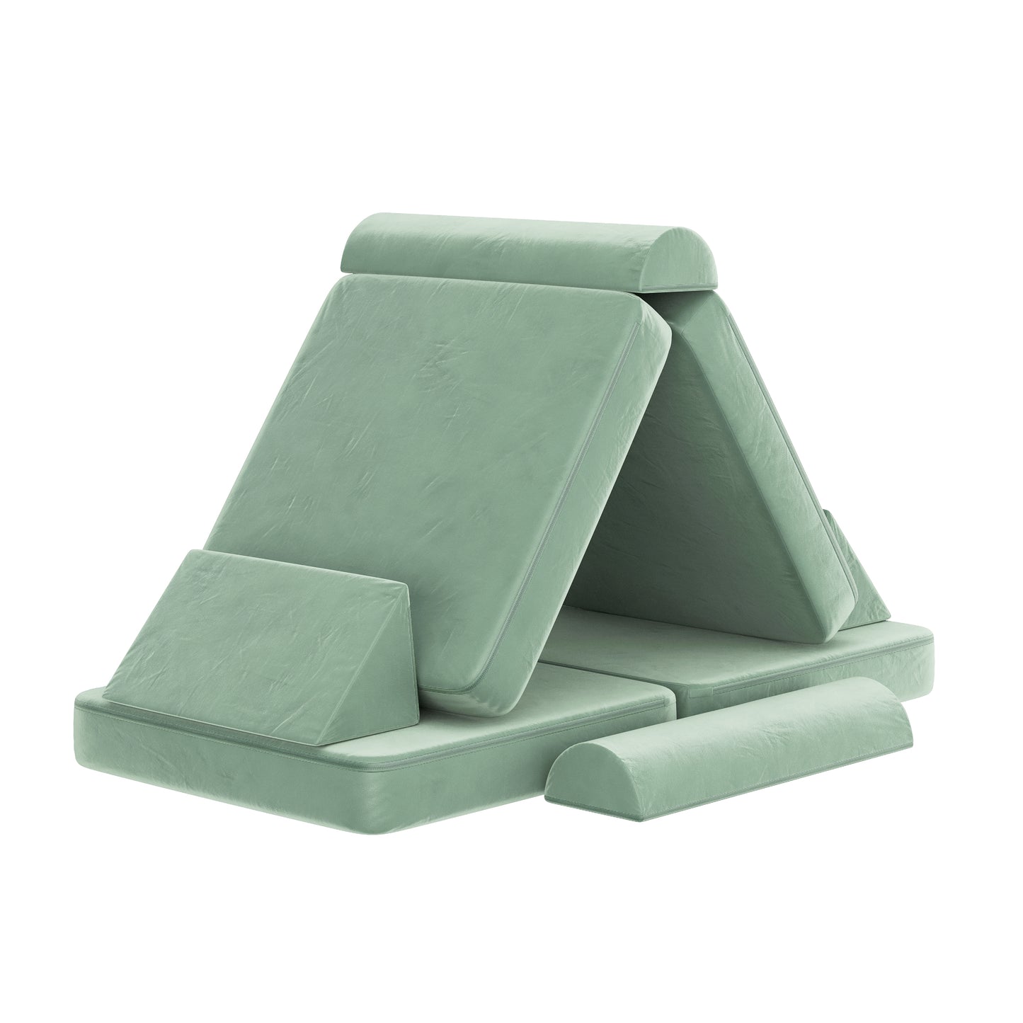 Marlowe 56" Modular Kids Play Couch with 6 Soft Foam Sectional Sofa Pieces in Sage Sage
