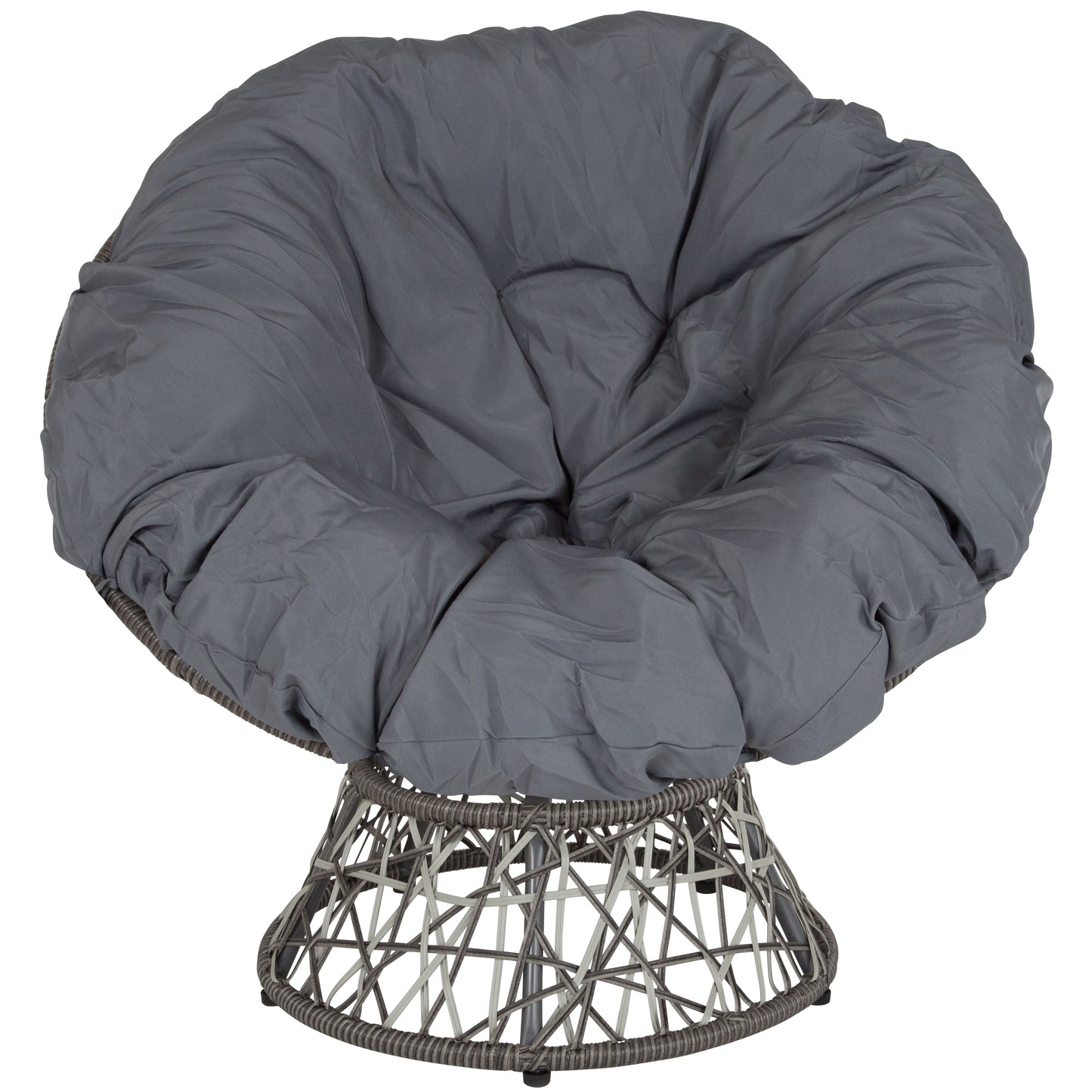 Bowie Comfort Series Swivel Patio Chair with Dark Gray Cushion Gray Cushion/Gray Frame