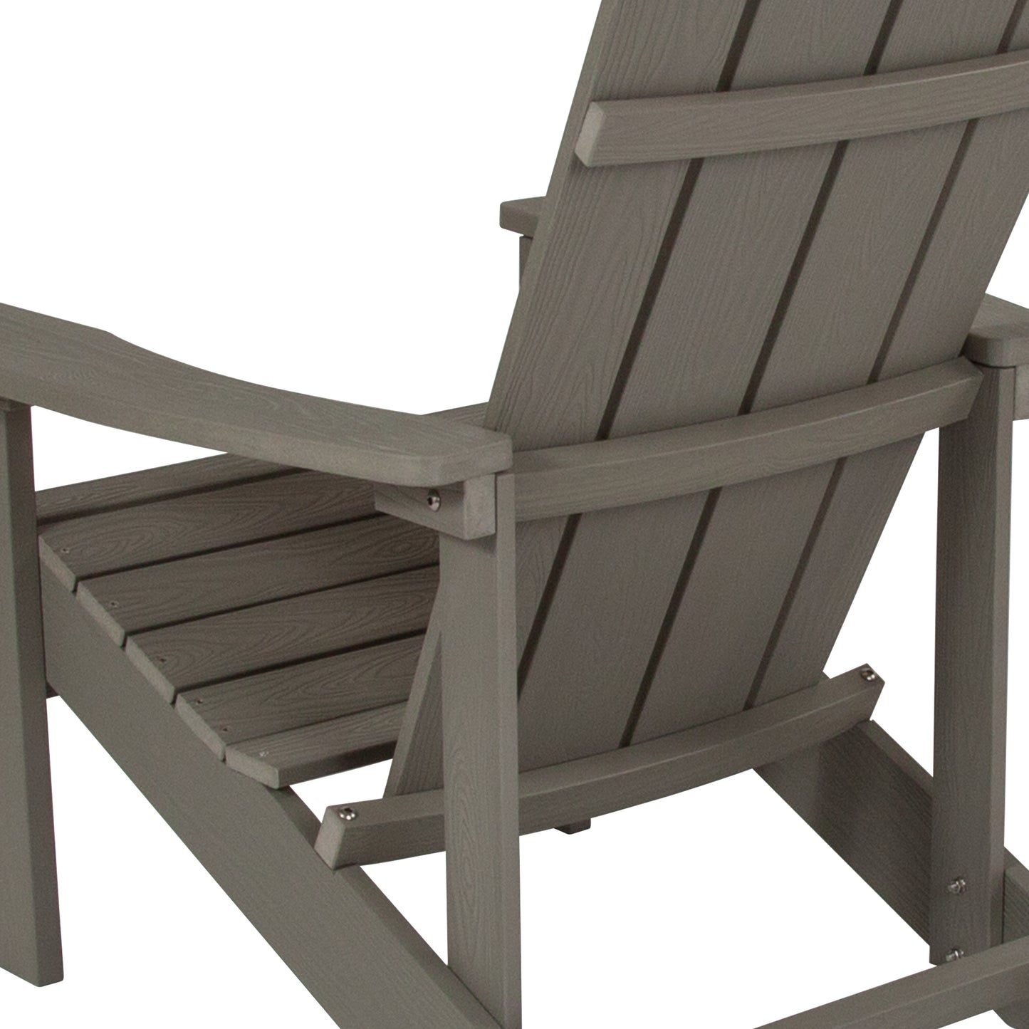 Charlestown Commercial All-Weather Poly Resin Wood Adirondack Chair in Gray Gray