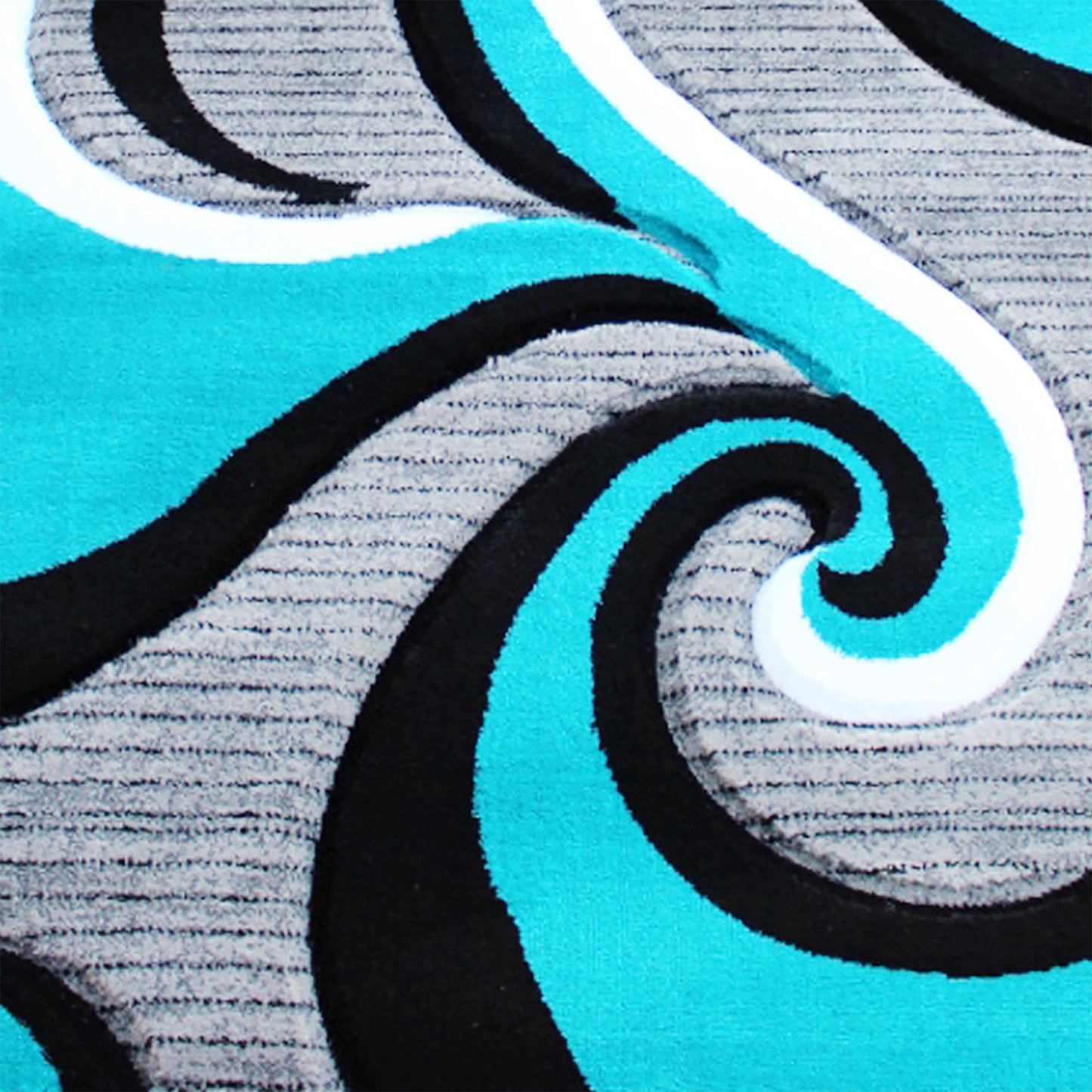 Athos Collection 3' x 10' Turquoise Abstract Area Rug - Olefin Rug with Jute Backing - Hallway, Entryway, or Bedroom Turquoise