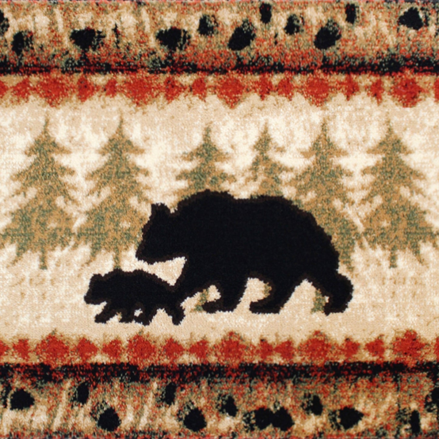 Ursus Collection 2' x 7' Rustic Lodge Wandering Black Bear and Cub Area Rug with Jute Backing Brown