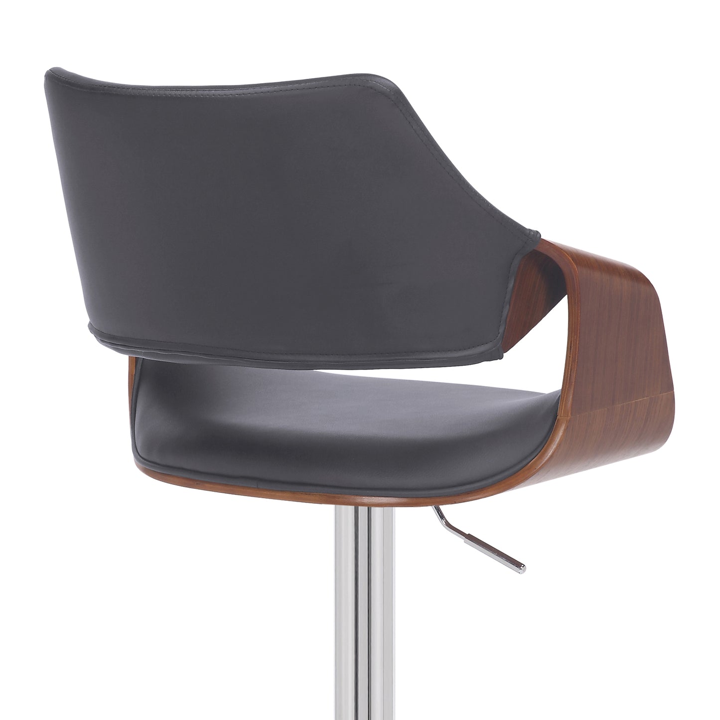 Aspen Adjustable Swivel Faux Leather and Walnut Wood Bar Stool with Base