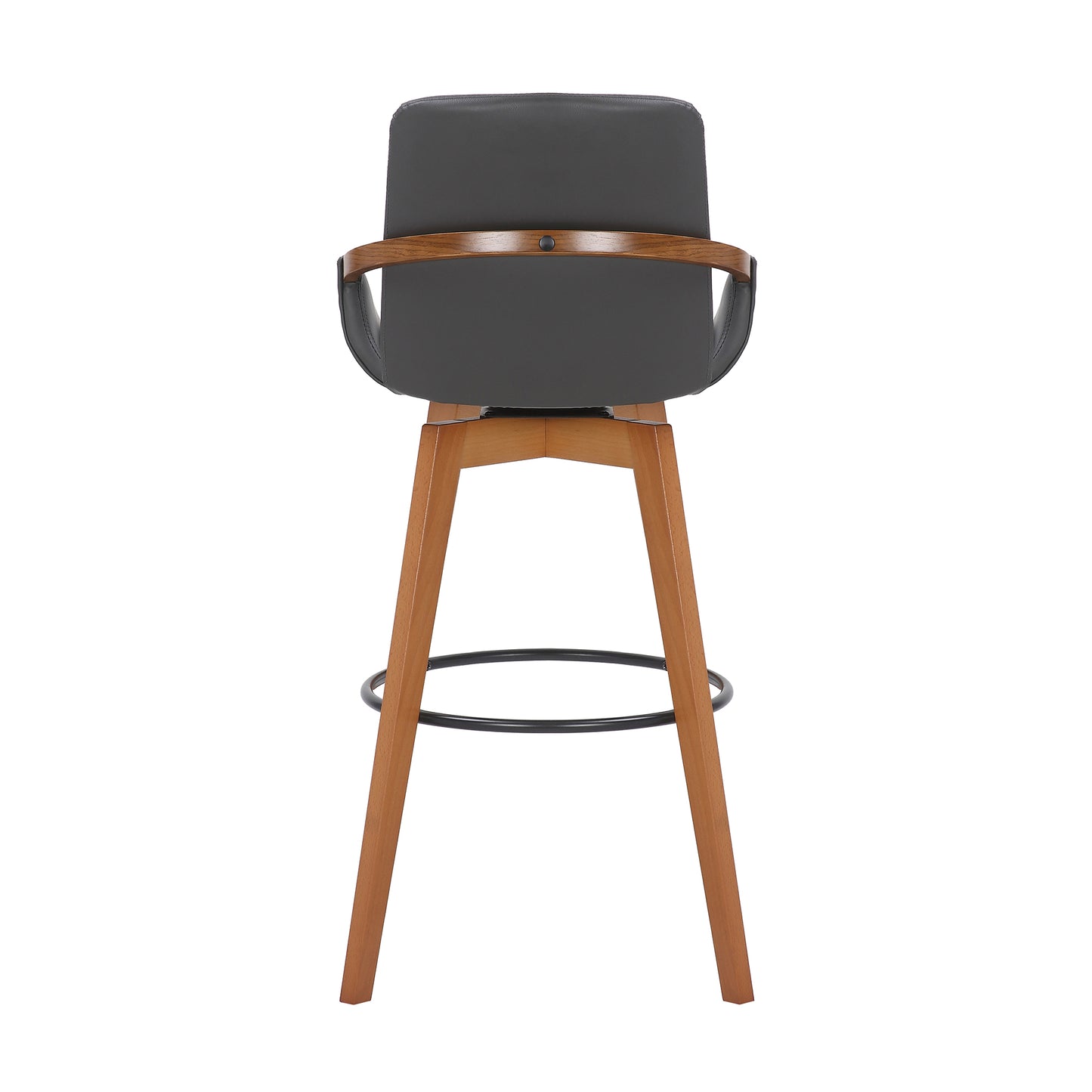 Baylor Faux Leather and Wood Swivel Bar Stool