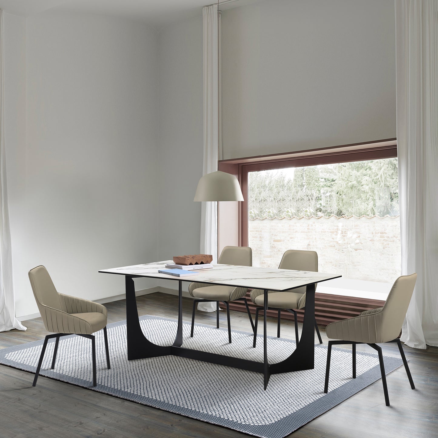 Esme Dining Table in Stone and Metal