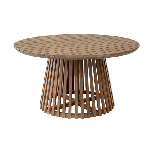 Escondido Outdoor Patio Round Dining Table in Light Eucalyptus Wood