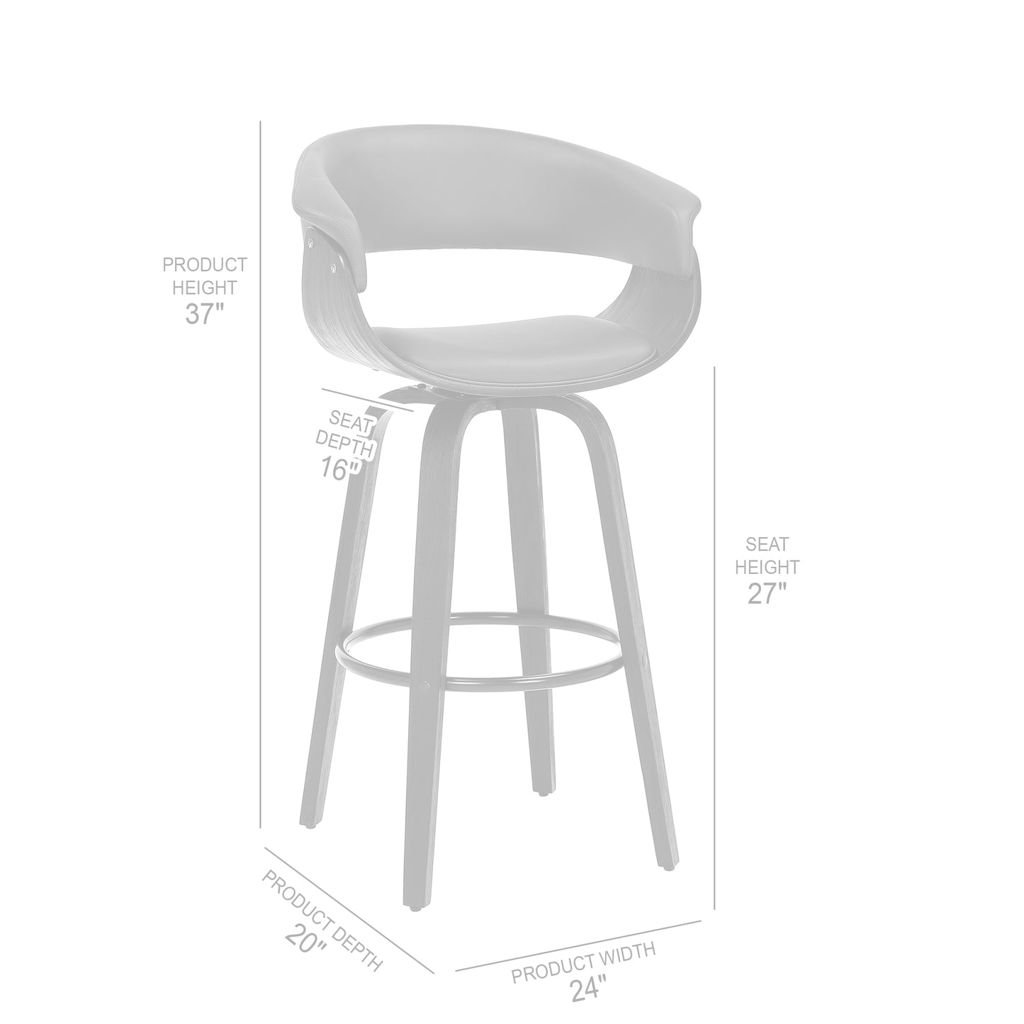 Julyssa Counter Height and Bar Height Swivel Faux Leather and Wood Bar Stool