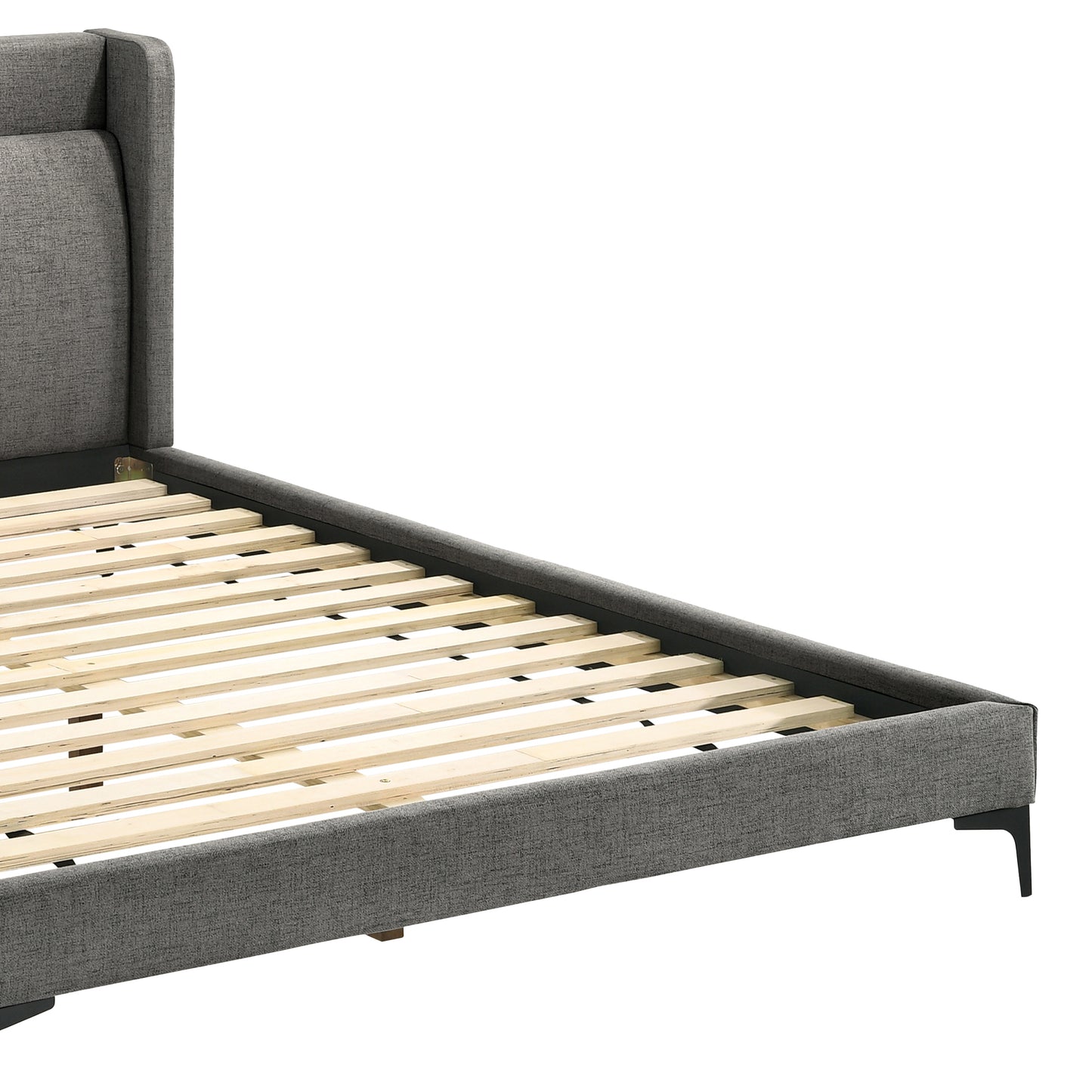 Legend Gray Fabric Platform Bed with Black Metal Legs
