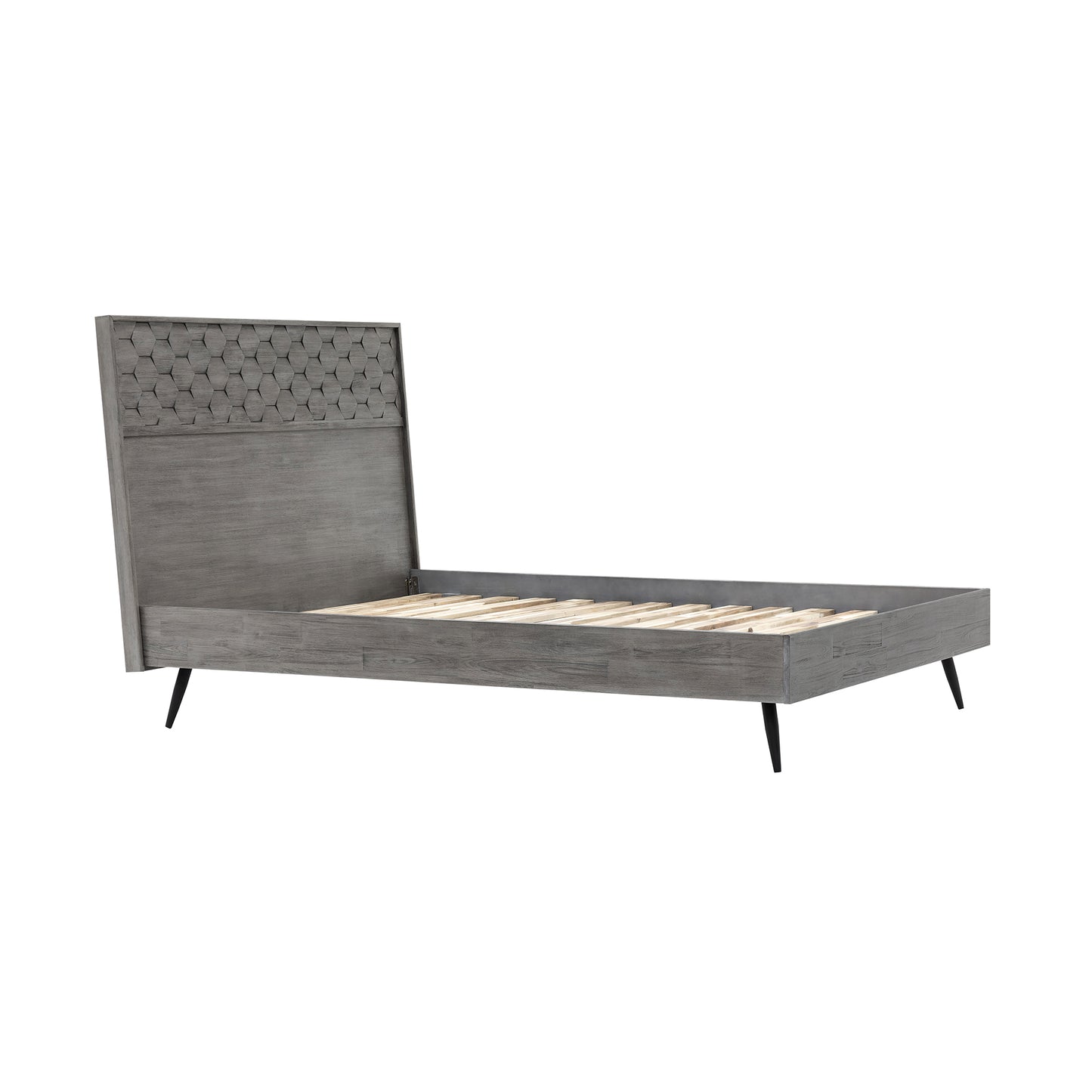Makena Platform Frame Bed in Gray Acacia Wood