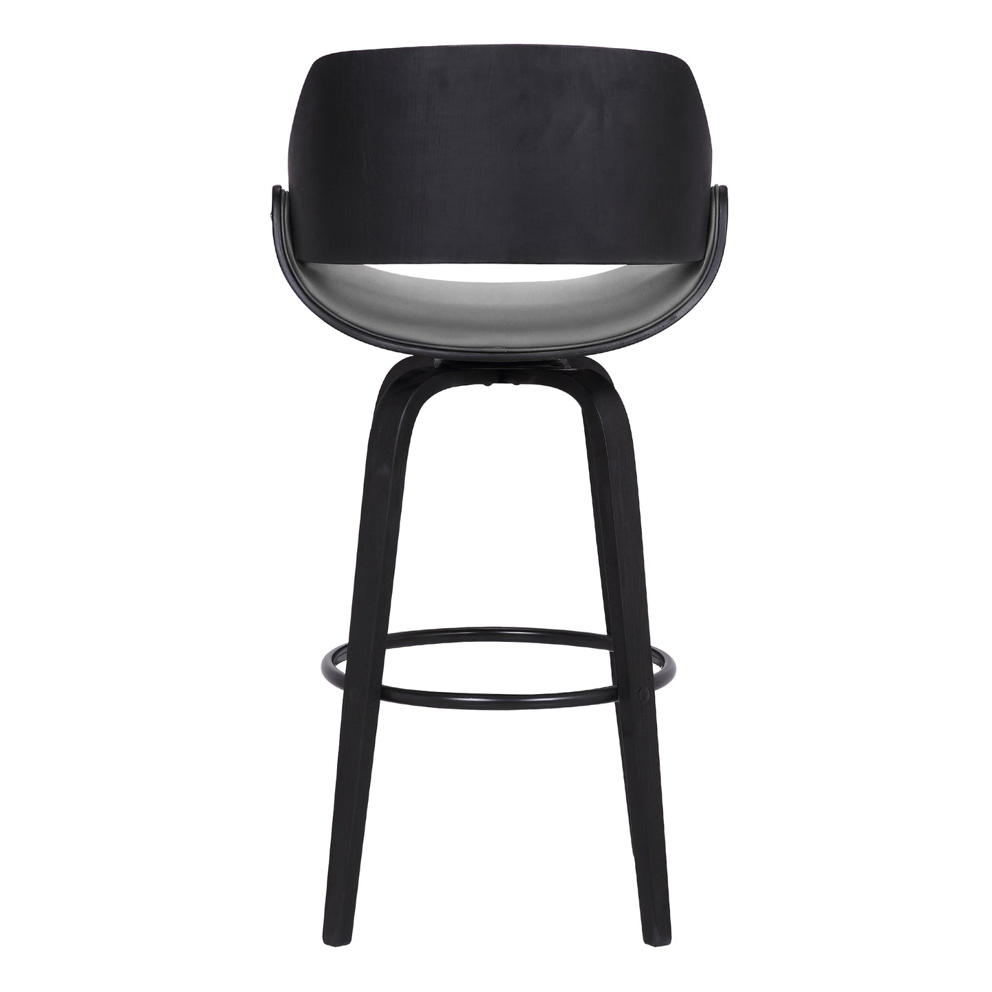 Mona Swivel Faux Leather Counter and Bar Height Stool with Wood Base