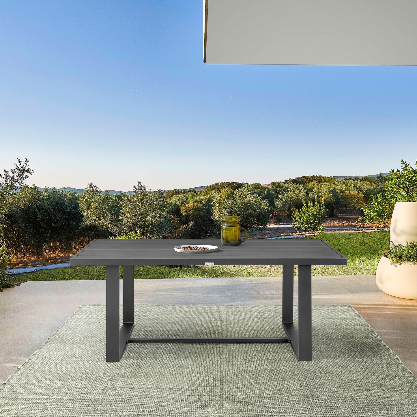 Menorca Outdoor Patio Dining Table in Aluminum