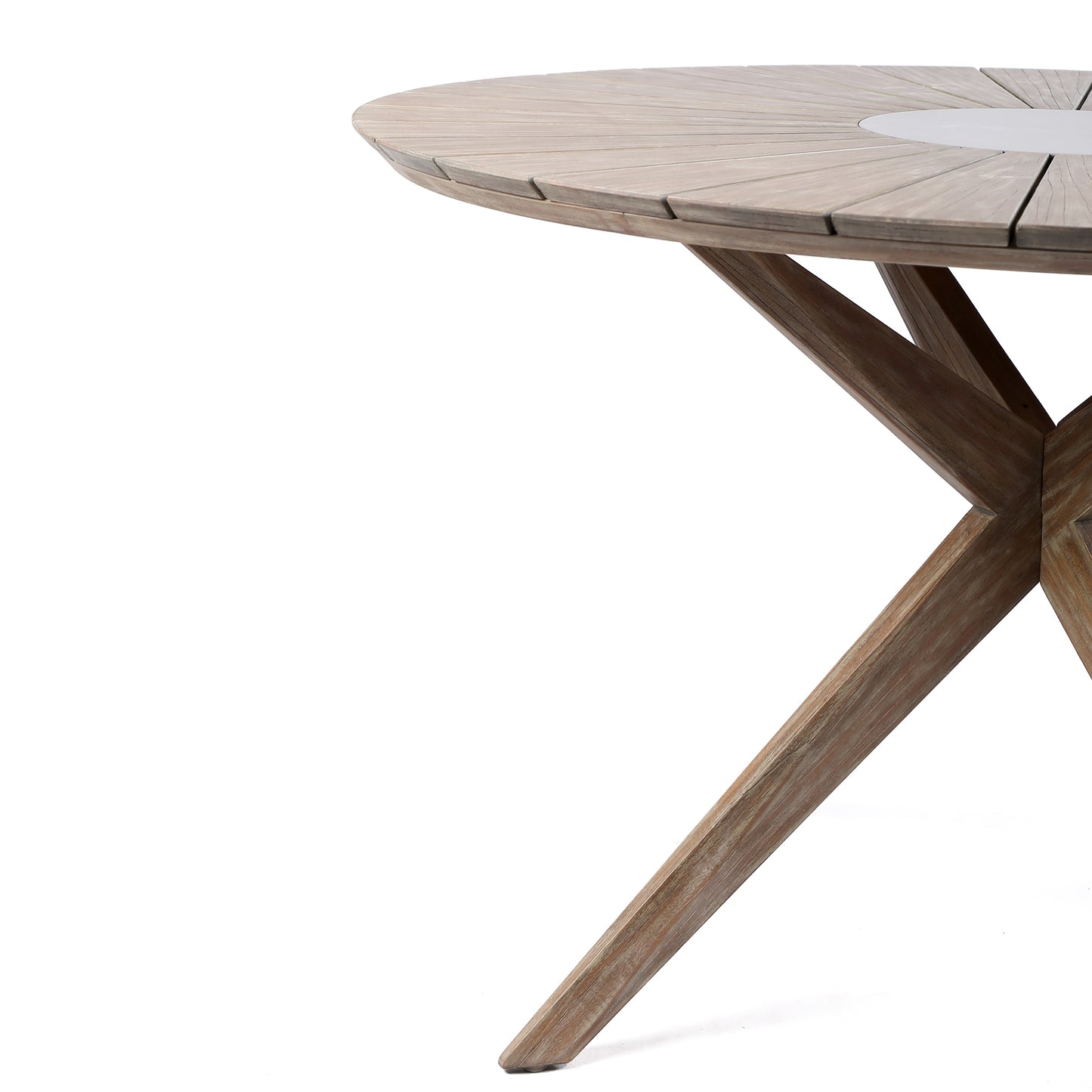 Oasis Outdoor Light Eucalyptus Wood and Concrete Round Dining Table
