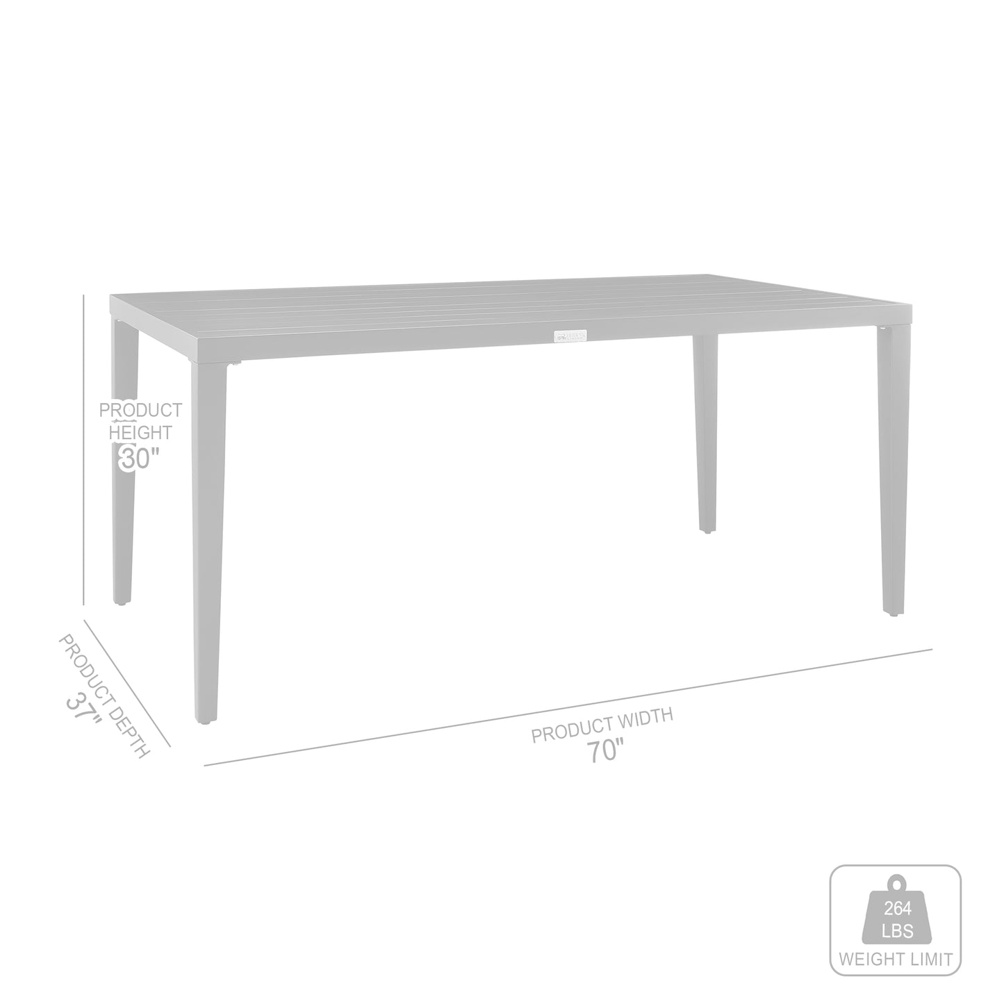 Palma Outdoor Patio Dining Table in Aluminum