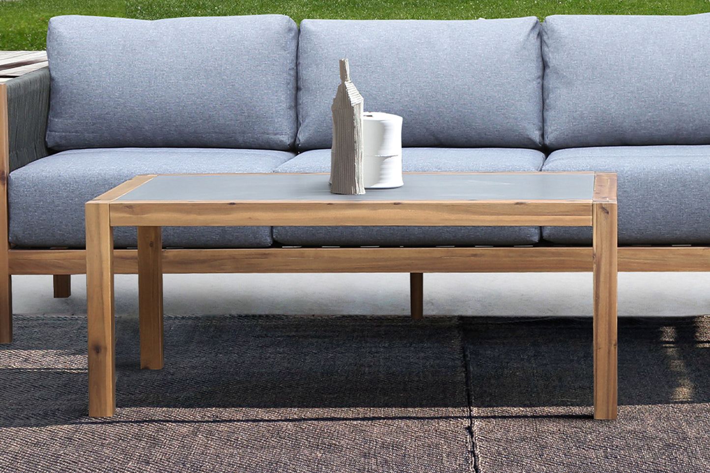 Sienna Outdoor Coffee Table with Teak Finish and Stone Top