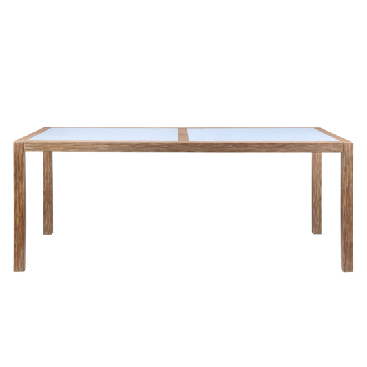 Sienna Outdoor Eucalyptus Dining Table with Gray Teak Finish and Super Stone Top