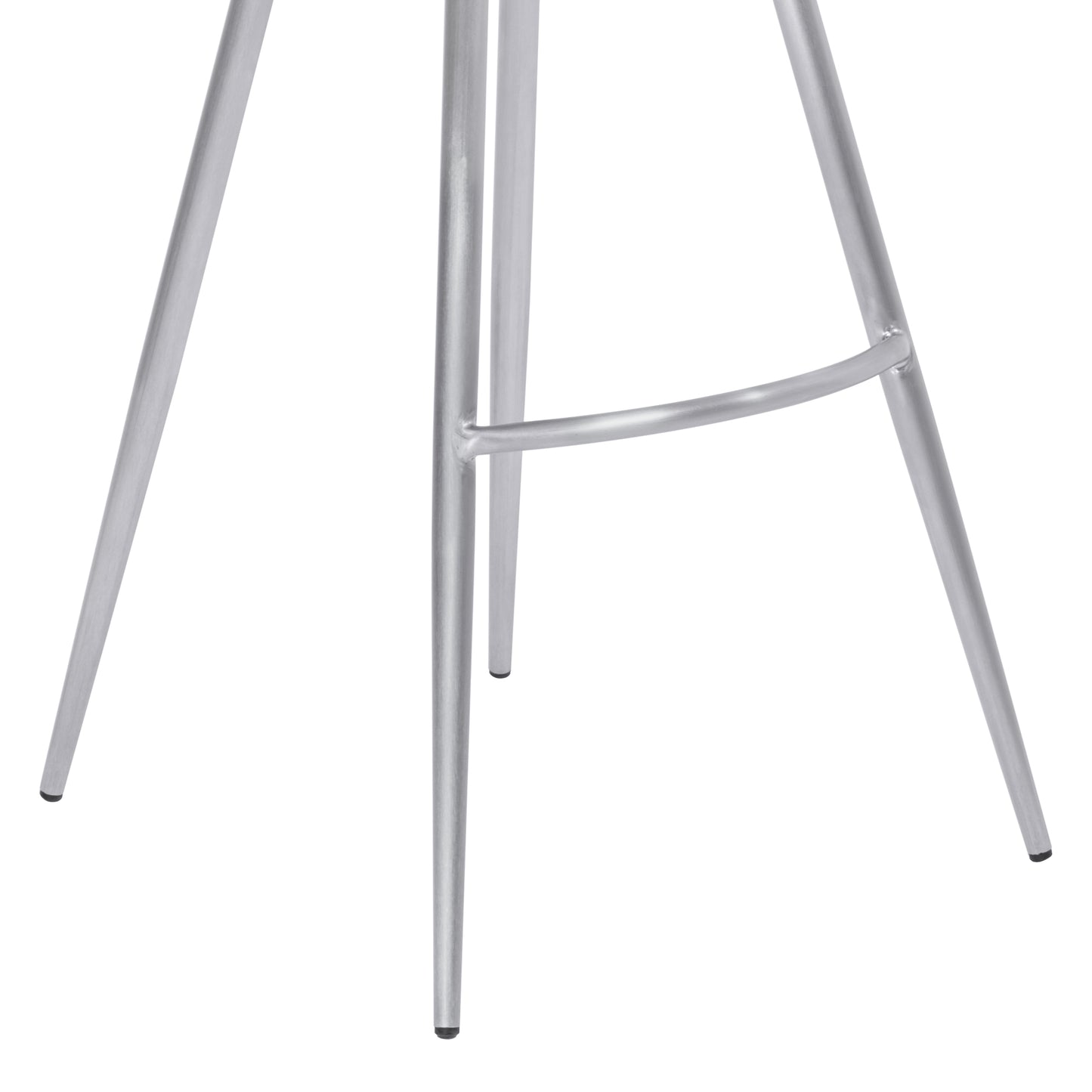 Zurich 26" Counter Height Metal Barstool in Vintage Gray Faux Leather with Brushed Stainless Steel Finish