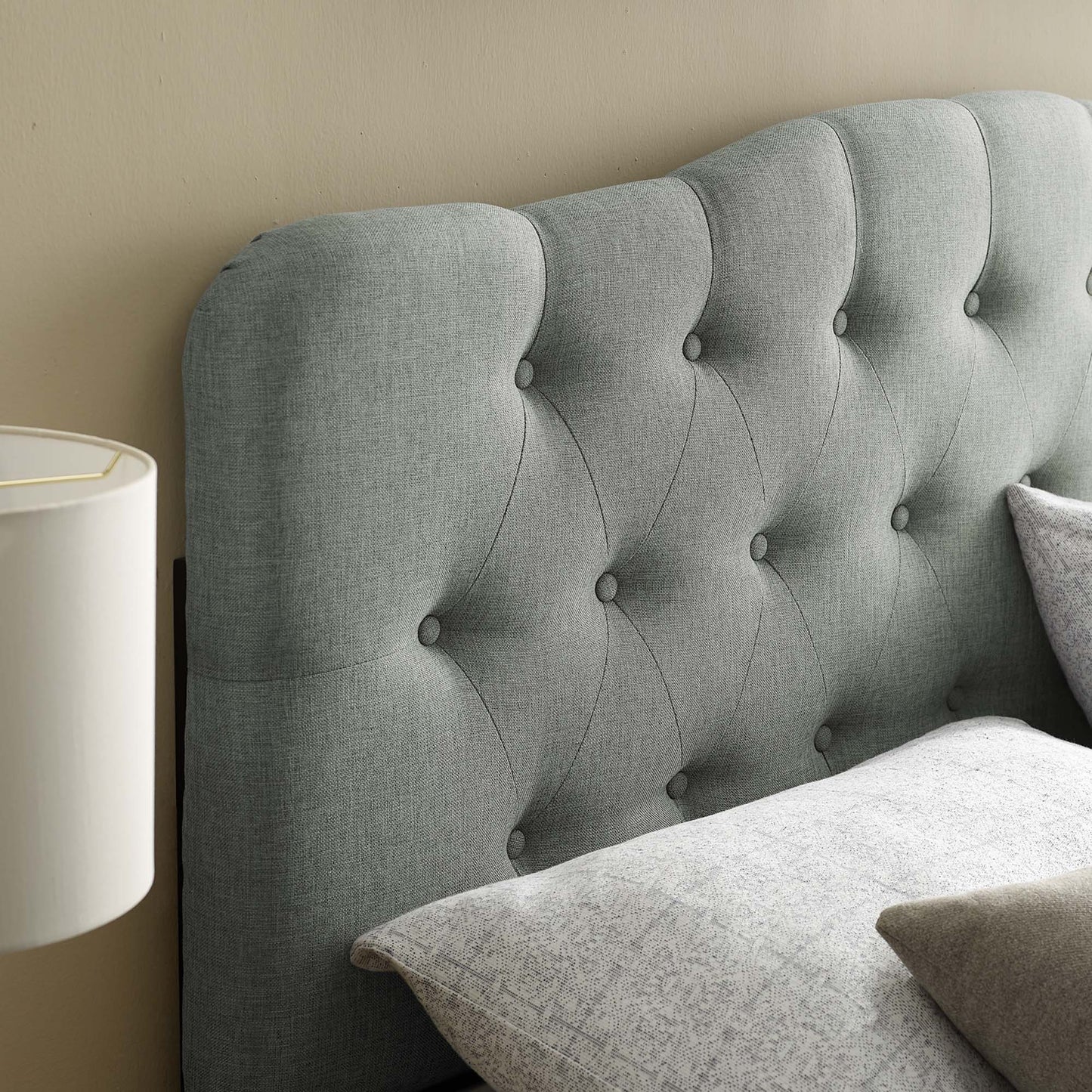 Annabel Upholstered Fabric Queen Headboard by Modway Gray