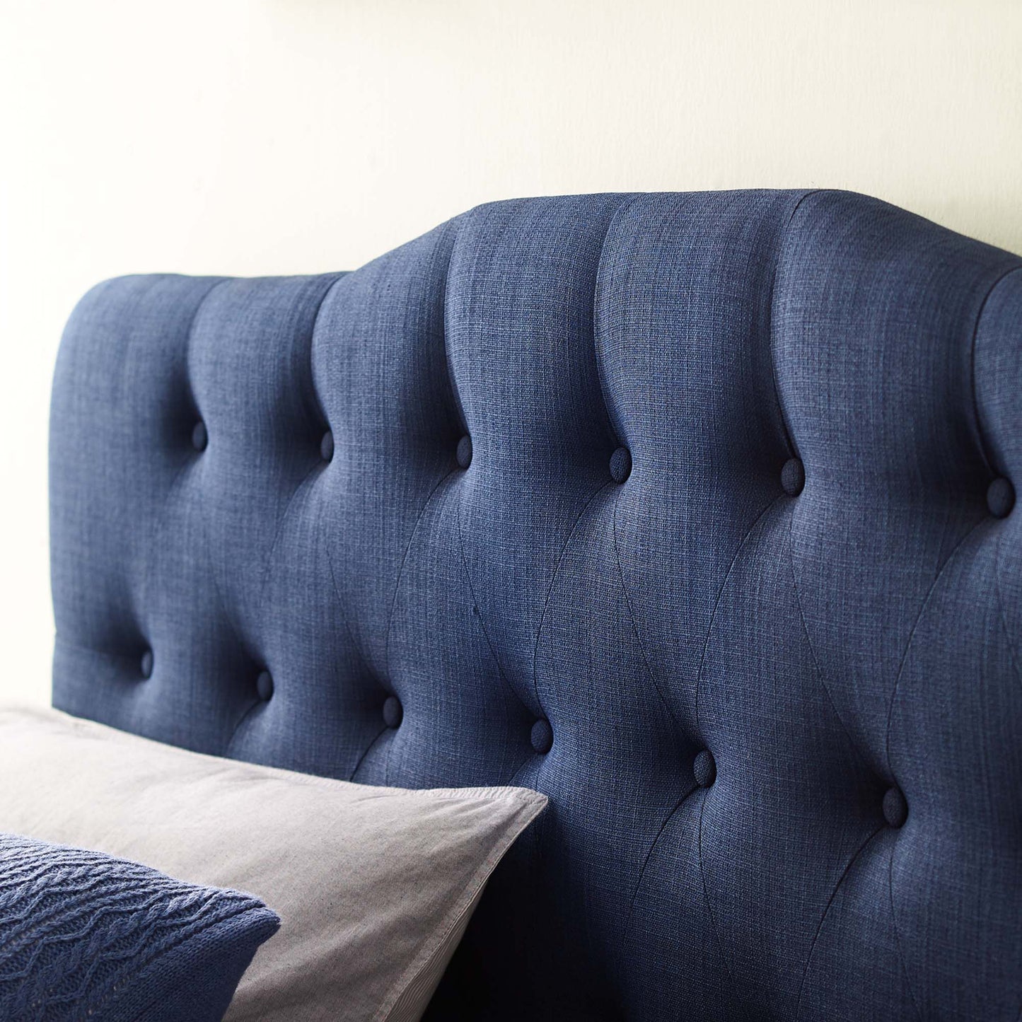 Annabel Upholstered Fabric Queen Headboard by Modway Navy