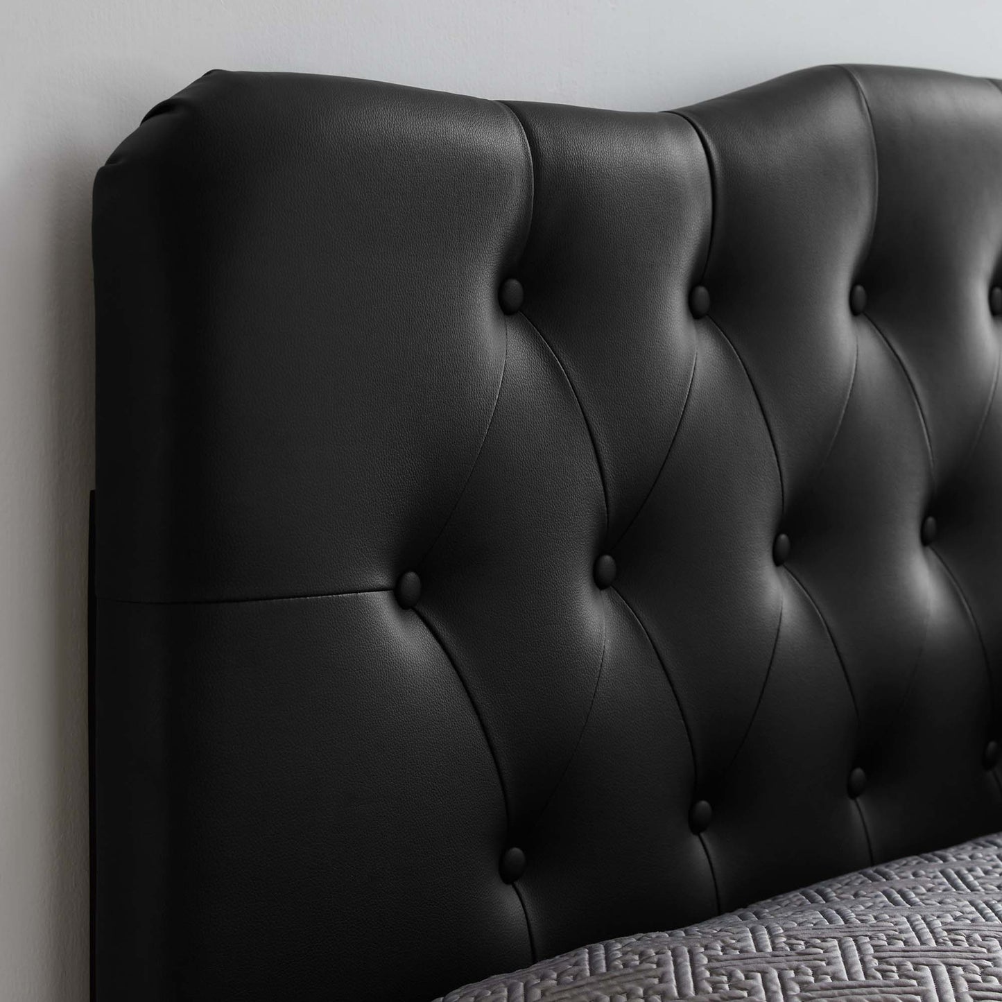 Annabel Upholstered Vinyl Queen Headboard by Modway Black