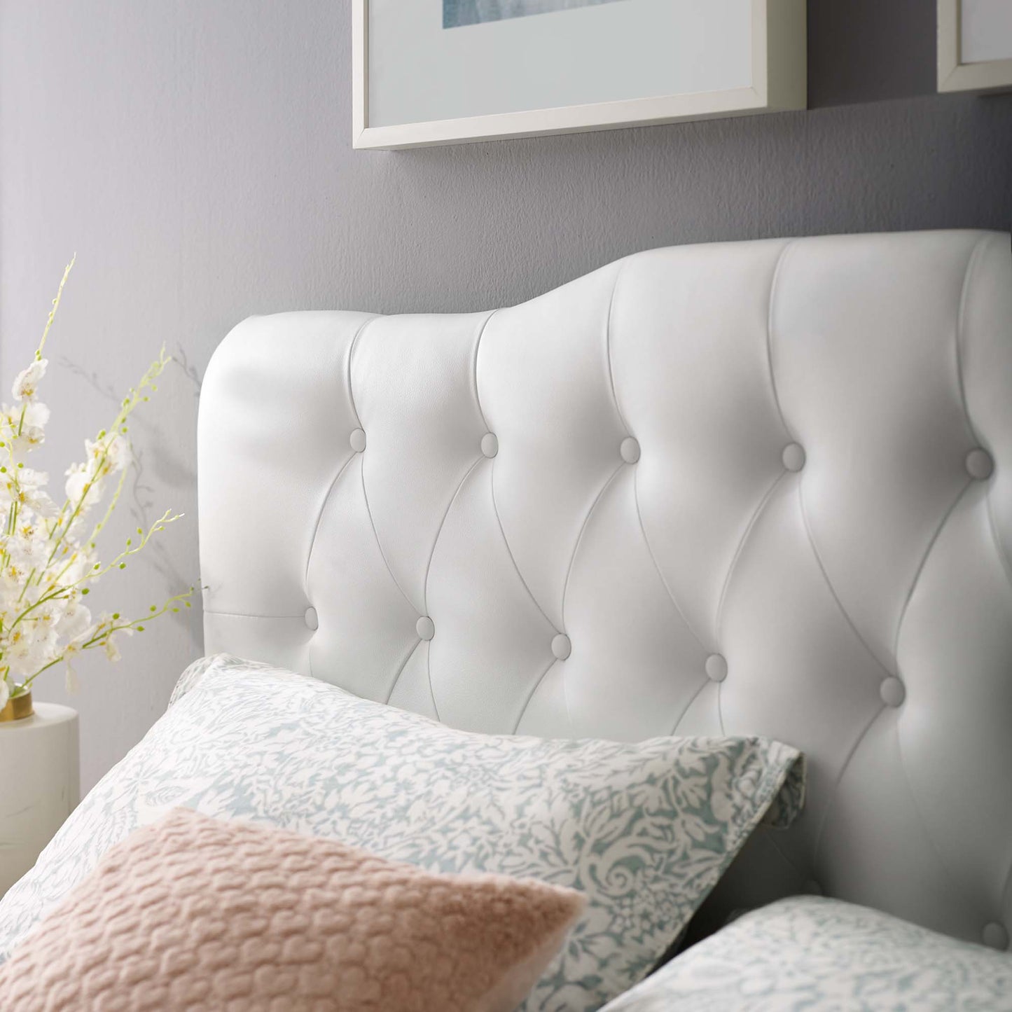 Annabel Upholstered Vinyl Queen Headboard by Modway White