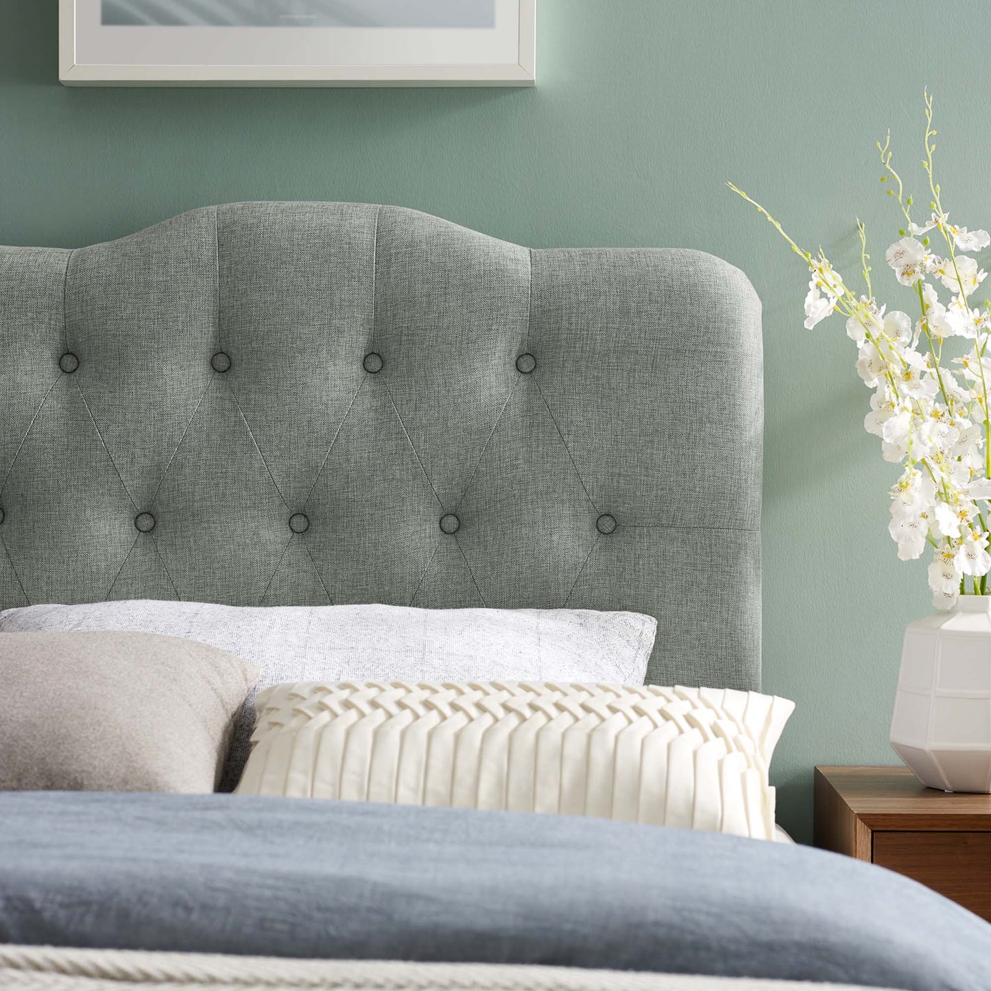 Annabel Upholstered Fabric Twin Headboard by Modway Gray