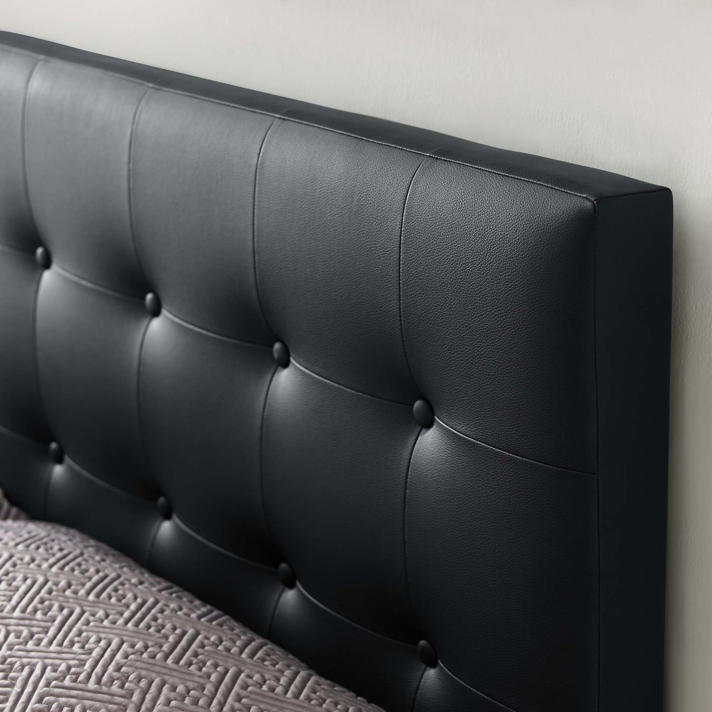 Emily Upholstered Vinyl Full Headboard by Modway Black