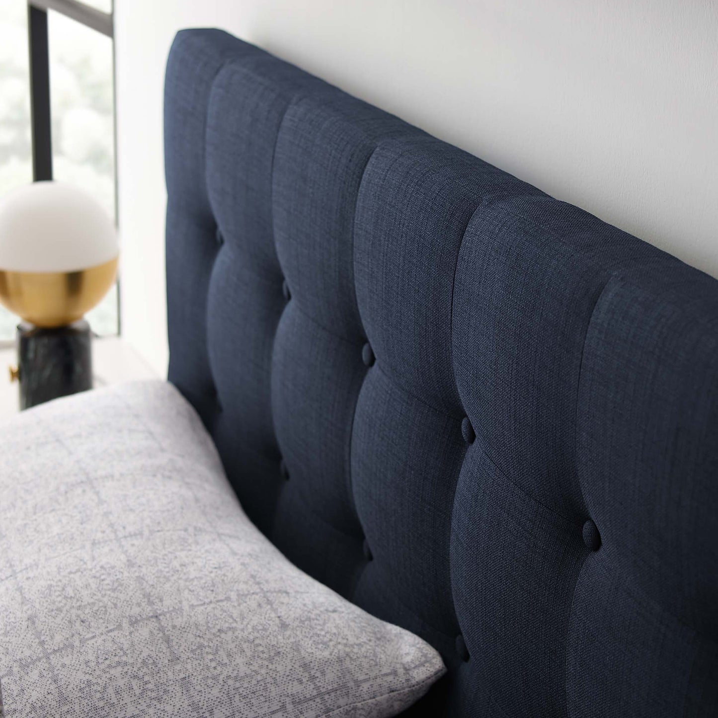 Emily Upholstered Fabric King Headboard by Modway Navy