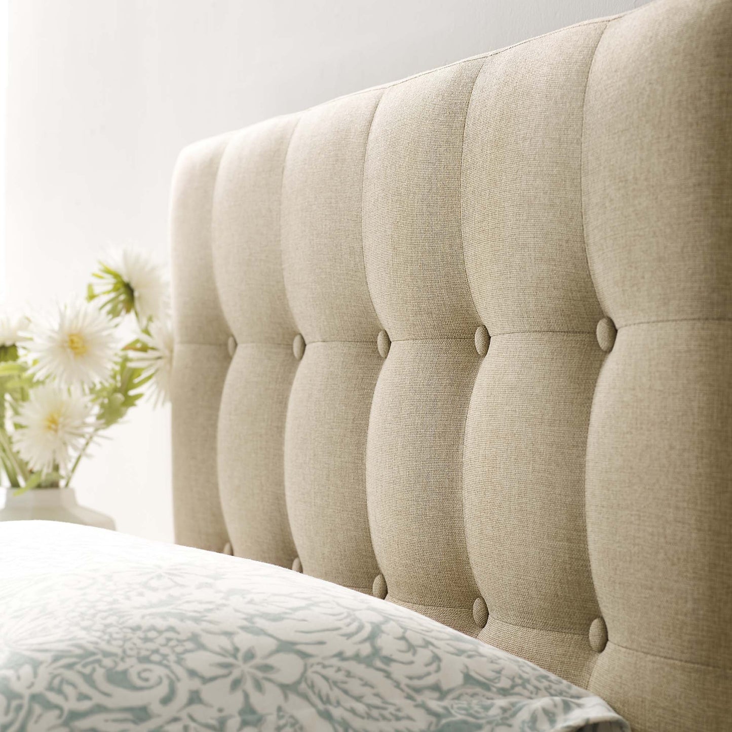 Emily Upholstered Fabric Twin Headboard by Modway Beige