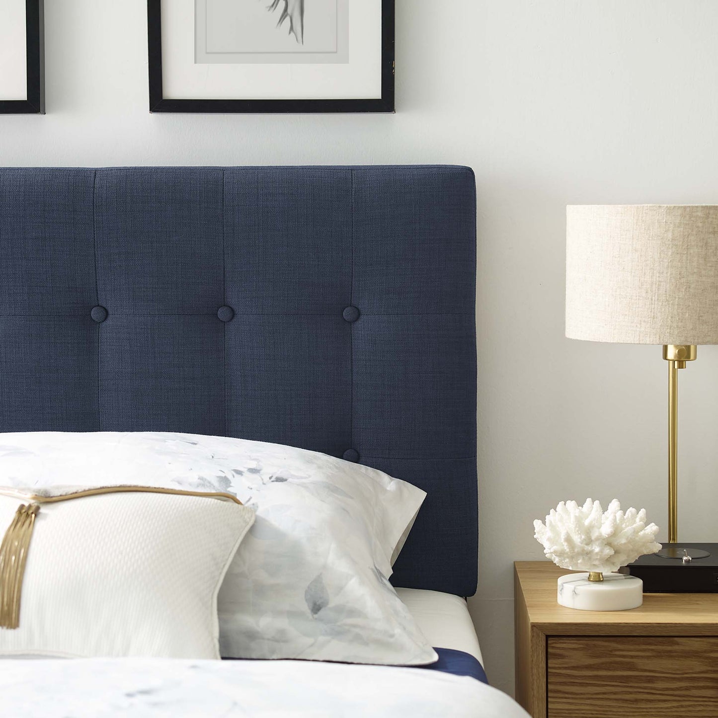 Emily Upholstered Fabric Twin Headboard by Modway Navy