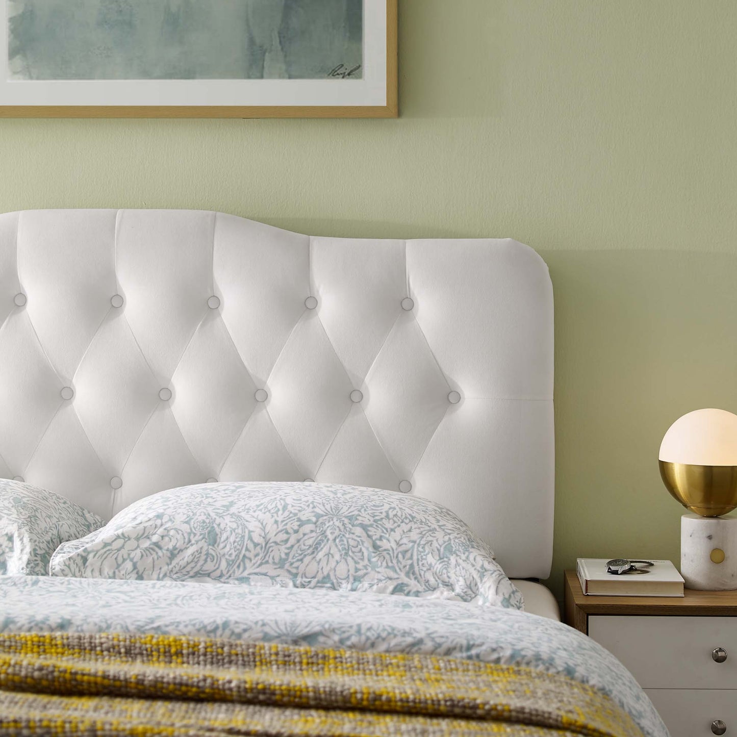 Annabel Diamond Tufted Performance Velvet Full Headboard by Modway MOD-6128-WHI