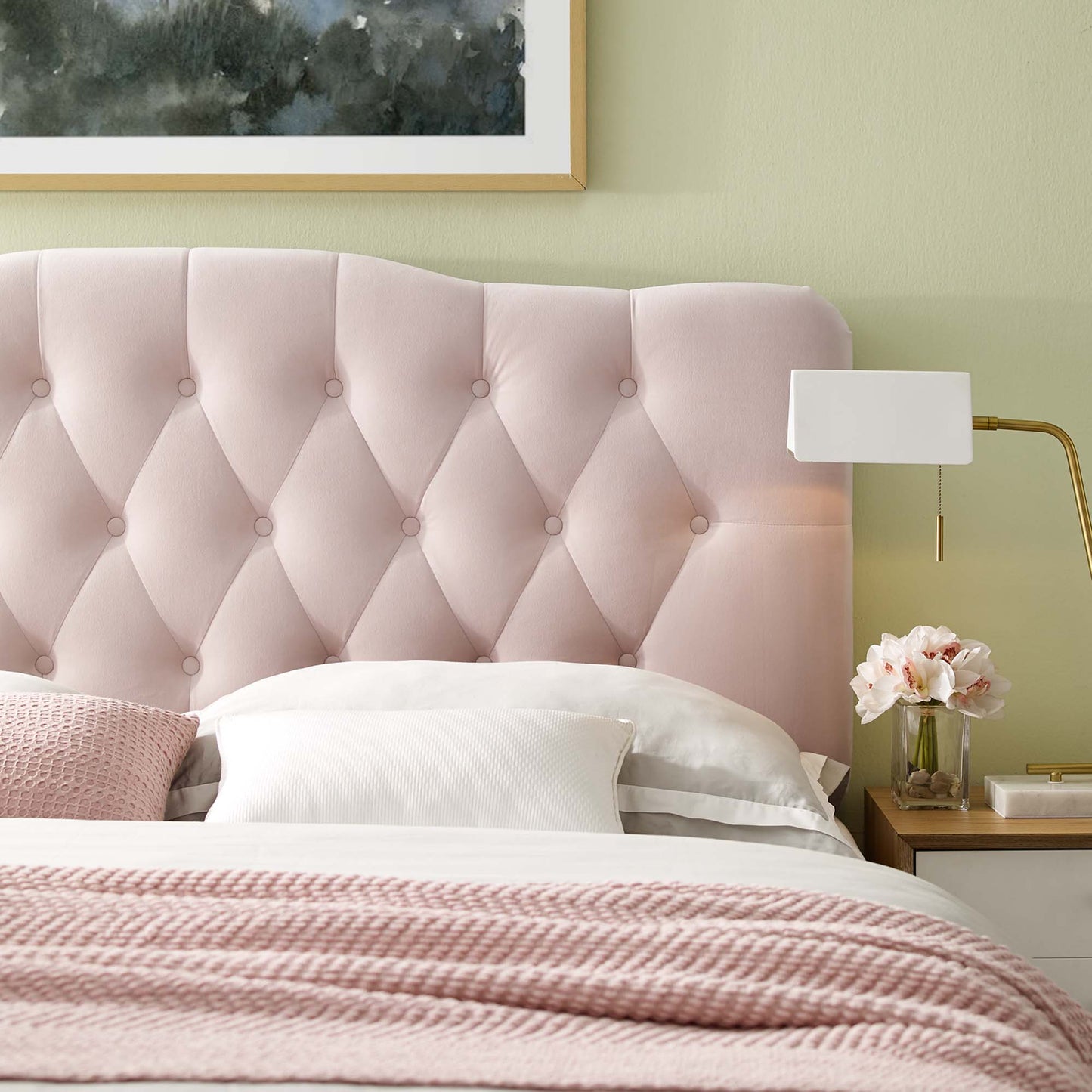 Annabel Diamond Tufted Performance Velvet Queen Headboard by Modway MOD-6129-PNK